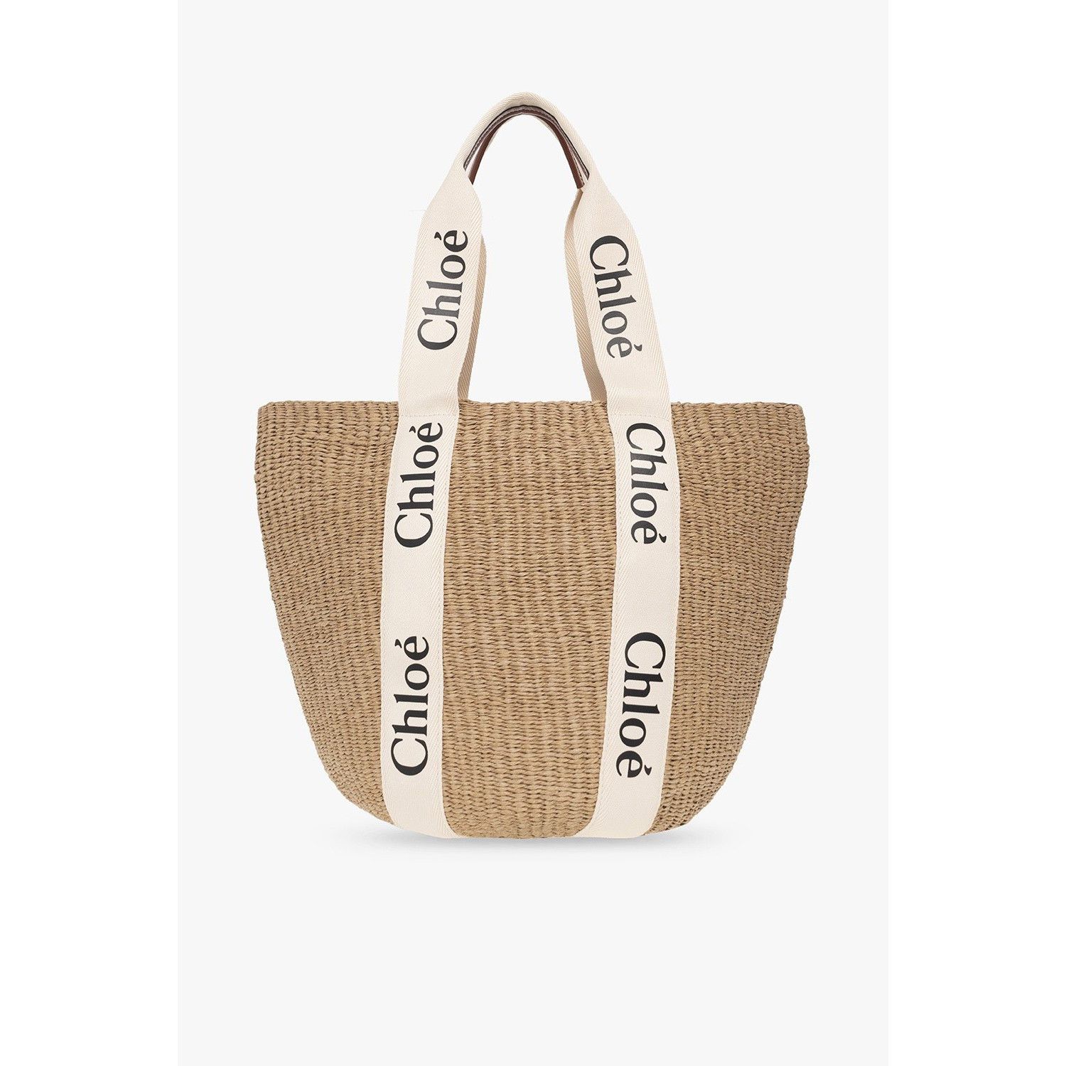 Chloe Chloe Large Basket Tote White Raffia-Effect Linen Shoulder B Size ONE SIZE - 2 Thumbnail