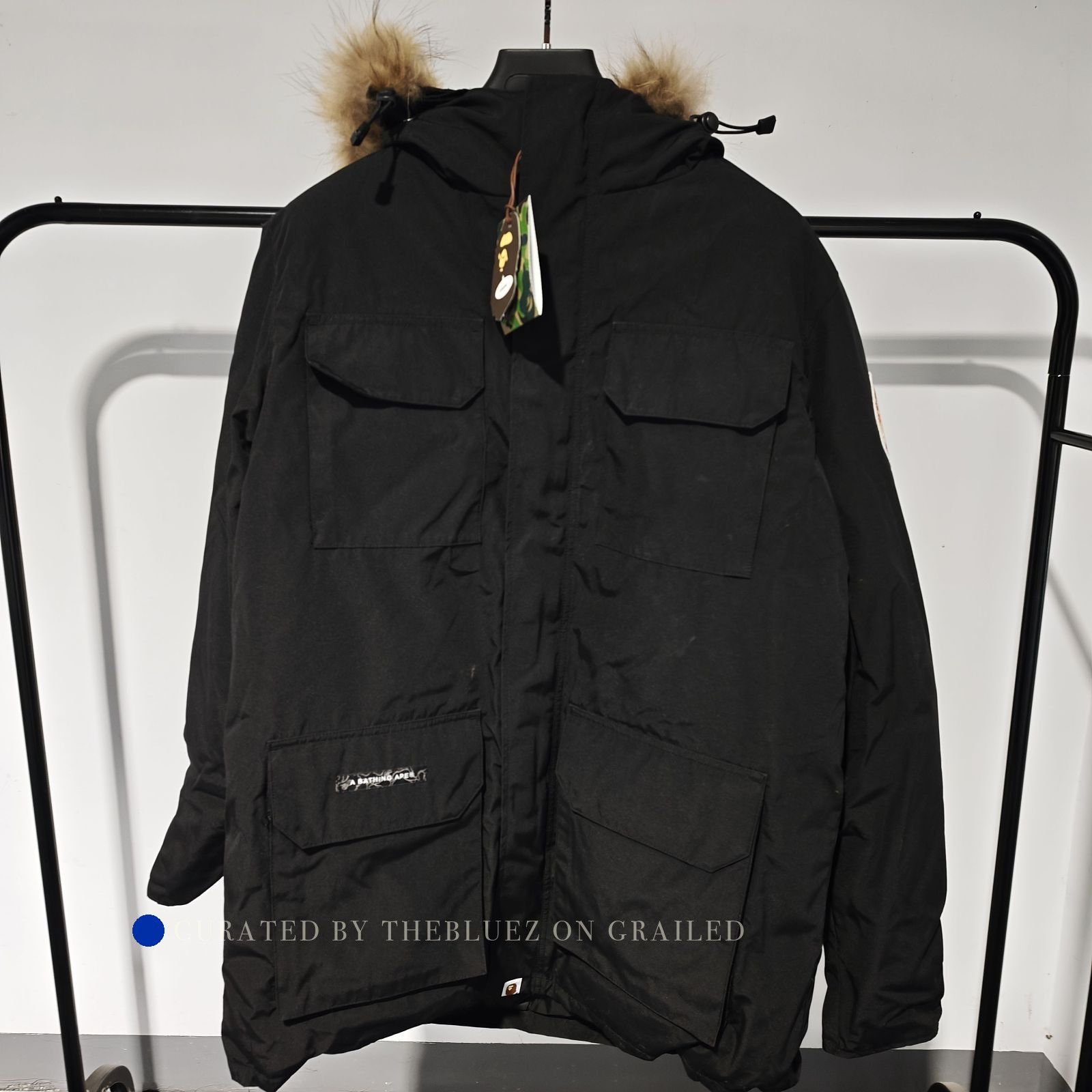 Bape Black Heavy Winter Coat with Fur Hood - XL Size US XL / EU 56 / 4 - 1 Preview