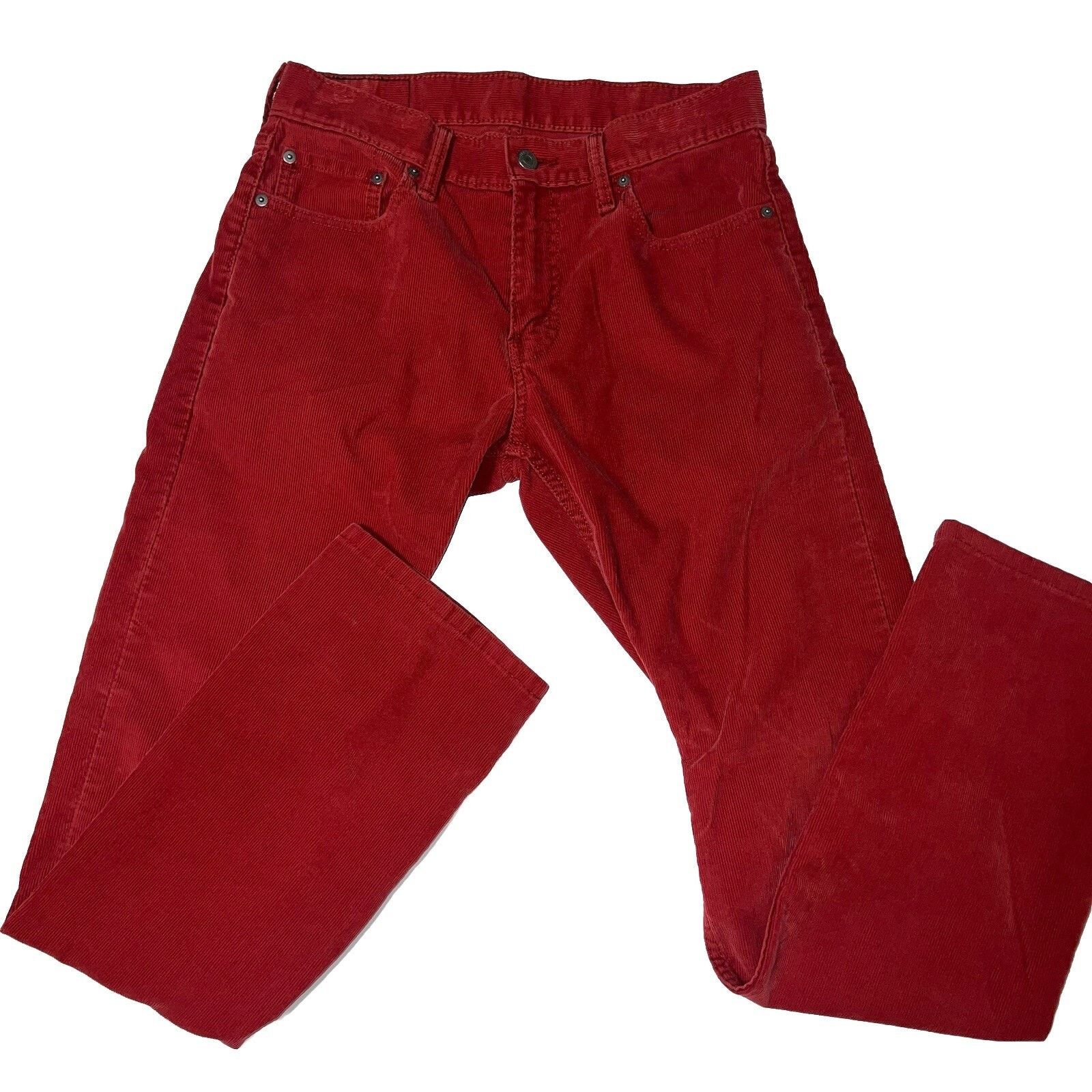 Levi's Levi’s 514 Corduroy Red Jeans Pants 30 x 32 White Tab Size US 30 / EU 46 - 1 Thumbnail