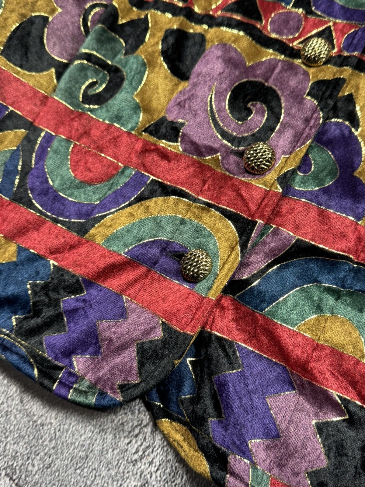 Other Vintage Velvet Art-Pattern Blazer — Rare Collector's Find Size M / US 6-8 / IT 42-44 - 3 Thumbnail