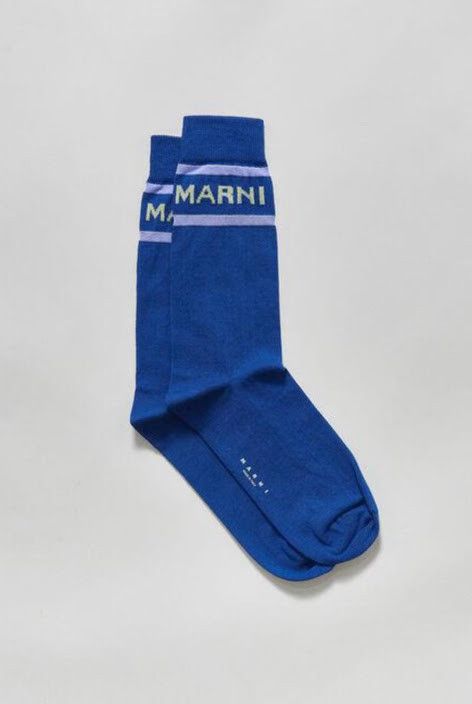 image of Marni O1W1Db10524 Size-Os Logo Socks In Blue, Women's