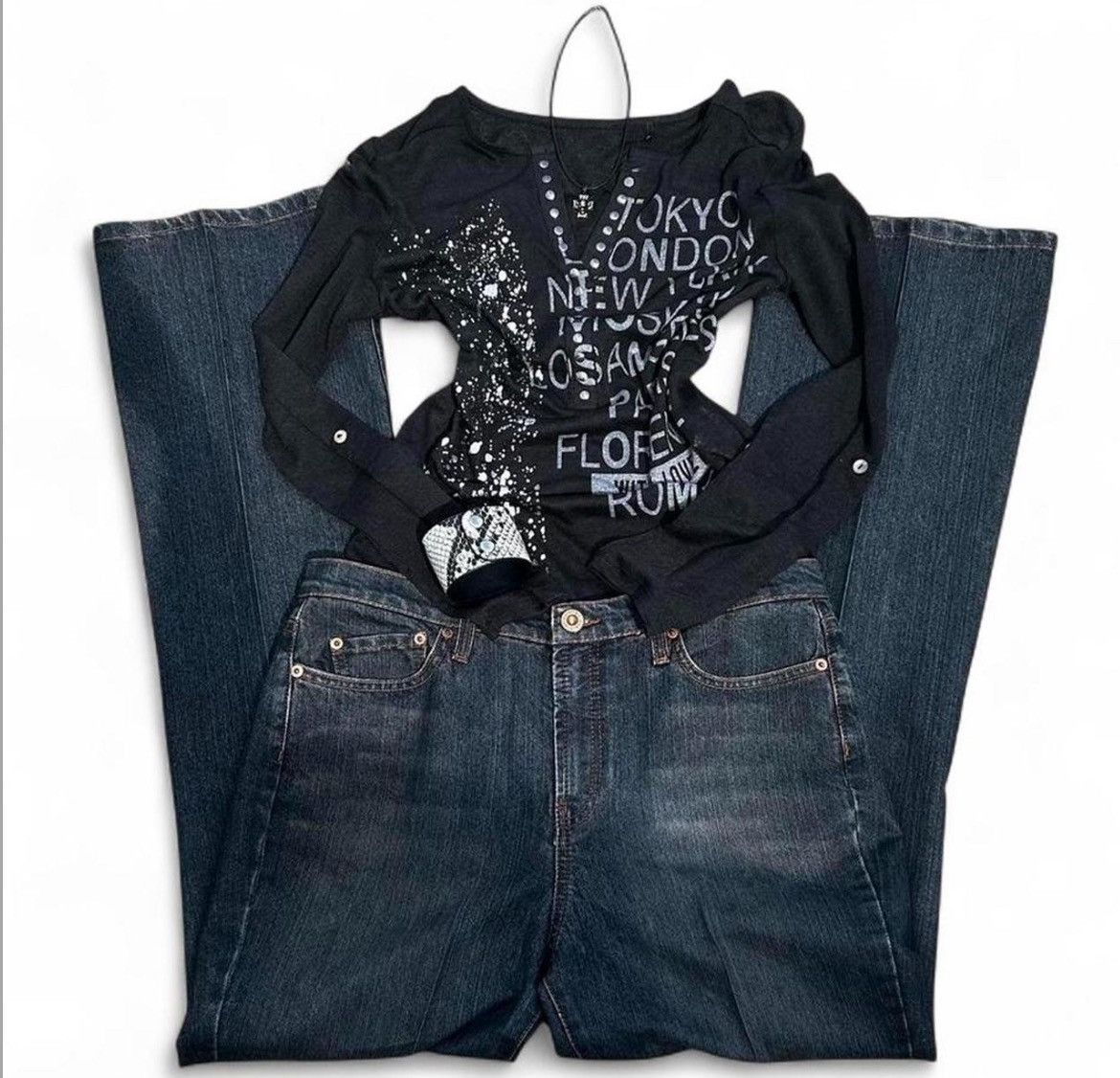 Other Bundle! Dark rust jeans w/ black sheer shirt Size M / US 6-8 / IT 42-44 - 1 Thumbnail