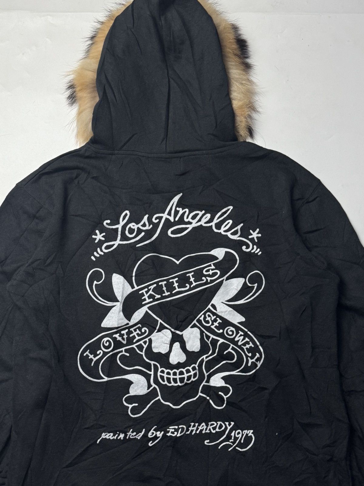 If Six Was Nine × Japanese Brand × Le Grande Bleu (L.G.B.) Fur Hoodie Edhardy Skull Los Angeles Size US M / EU 48-50 / 2 - 4 Thumbnail