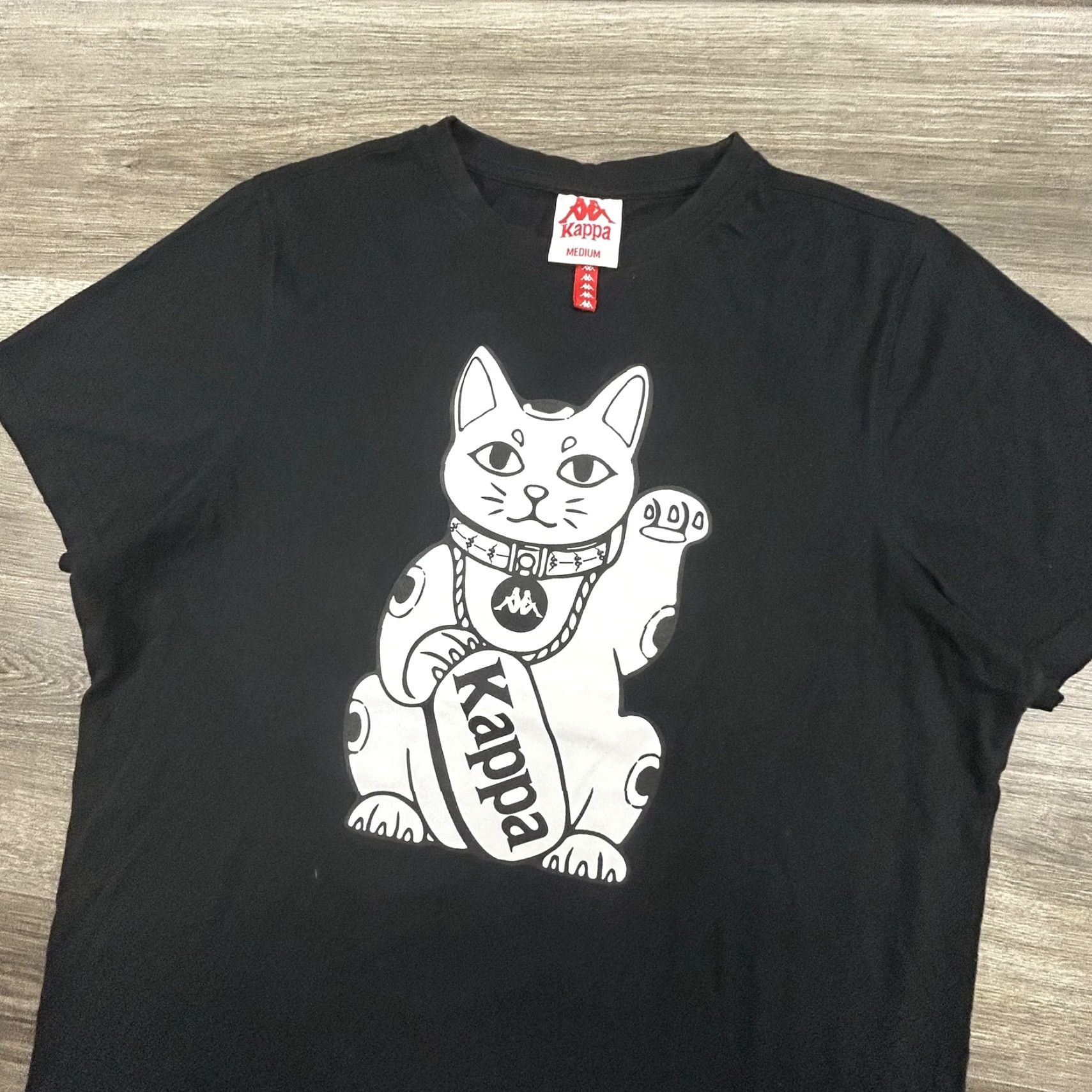 Kappa VINTAGE Kappa Mens Shirt M Black Lucky Cat Maneki Neko Japan Graphic Streetwear Crew Neck Short Sleeve Medium Mens Size US M / EU 48-50 / 2 - 5 Thumbnail