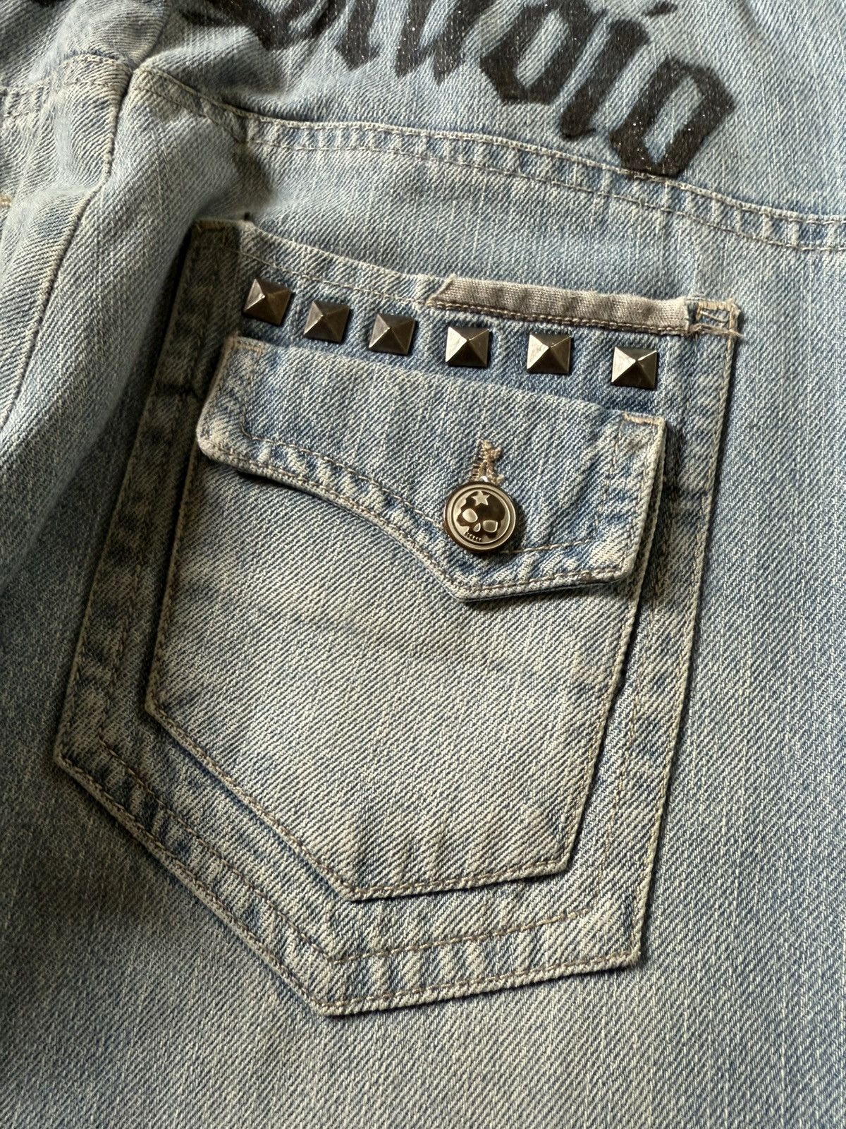 Hysteric Glamour × Japanese Brand × PPFM Ba-tsu Studio Japan Studded Patched Loose Straight Jeans Size US 29 - 10 Thumbnail