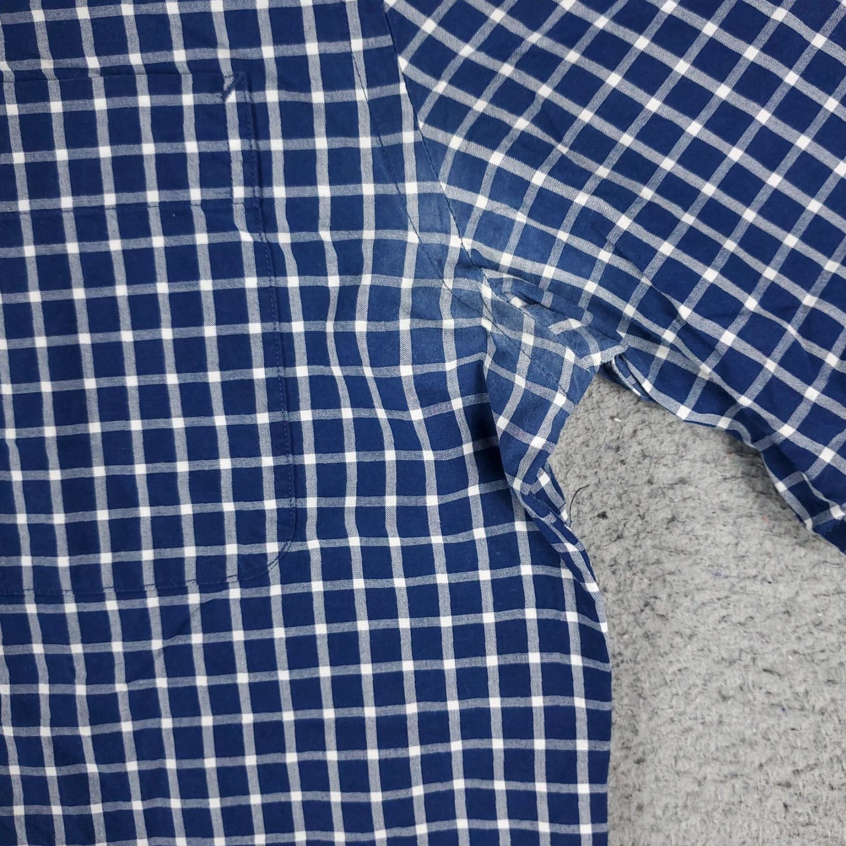 Tommy Hilfiger Tommy Hilfiger Shirt Mens 15.5 Blue Plaid Dress Button Up Short Sleeve... Size 40R - 4 Thumbnail