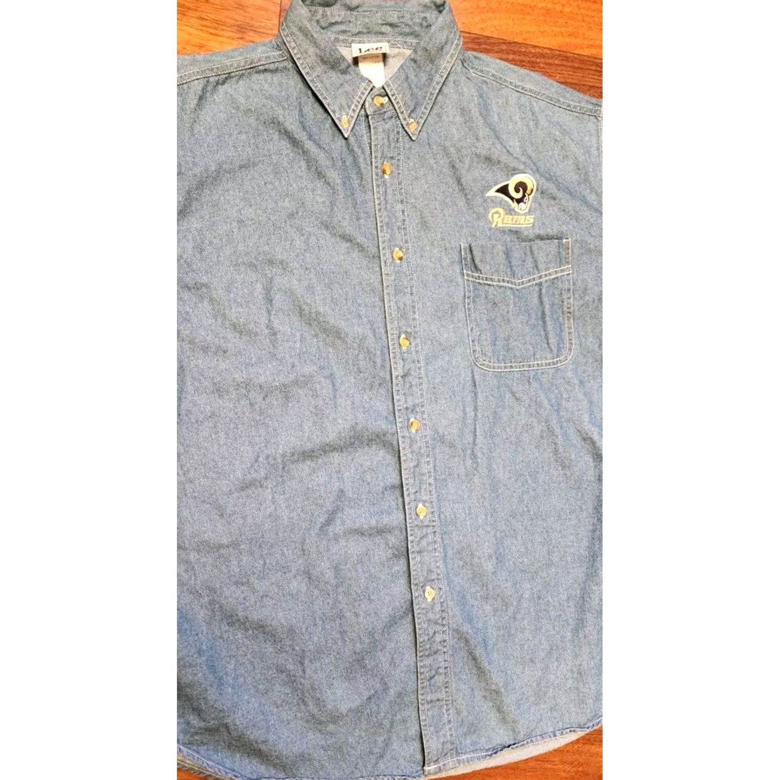 Lee VINTAGE Lee SPORT NFL Rams Denim Shirt Men’s XL STL LA Button-Down Long Sleeve Size US XL / EU 56 / 4 - 4 Thumbnail