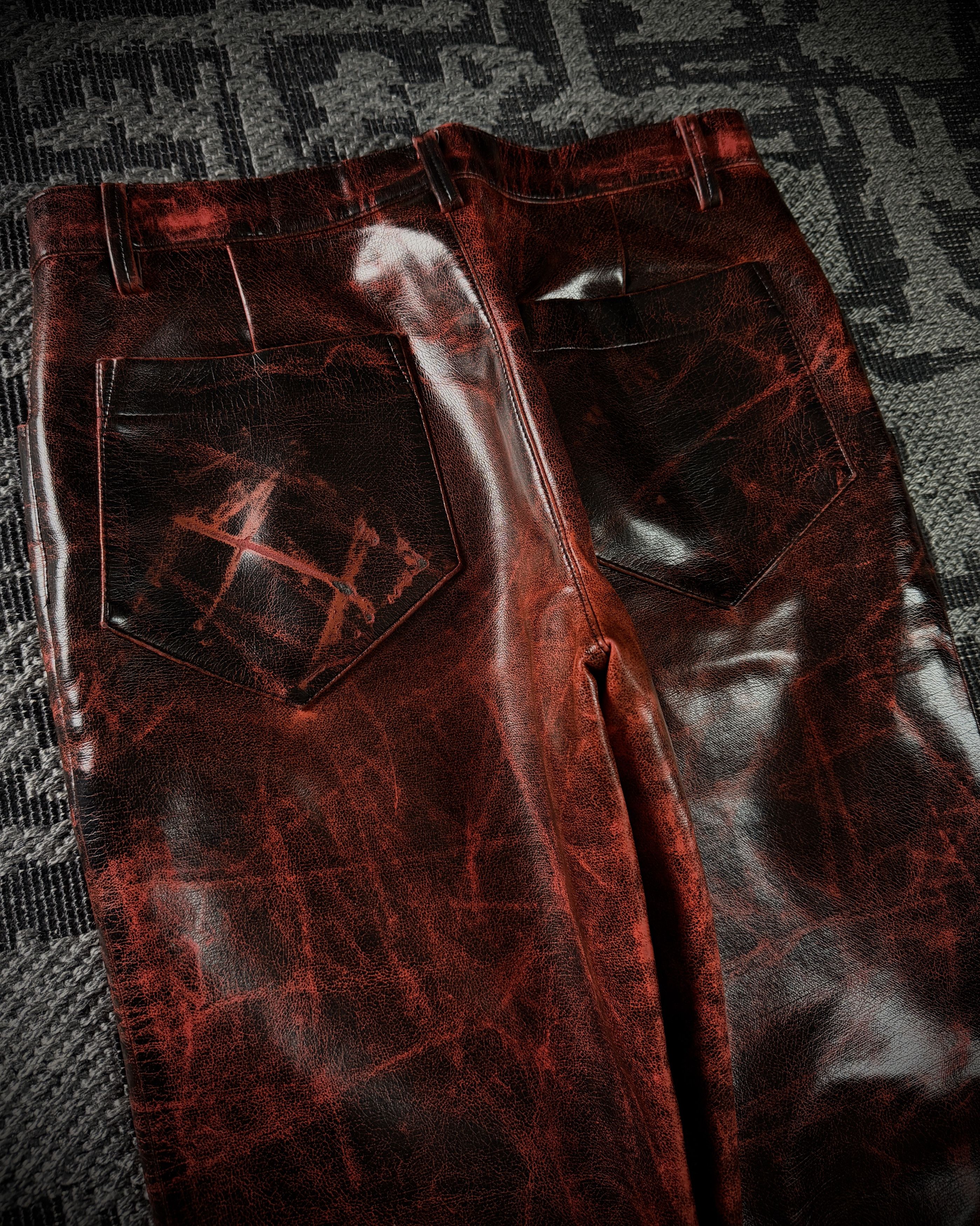 ADAM ET ROPE Adam et Rope Red Cracked Glossy PVC Pants Size US 42 / EU 58 - 8 Thumbnail