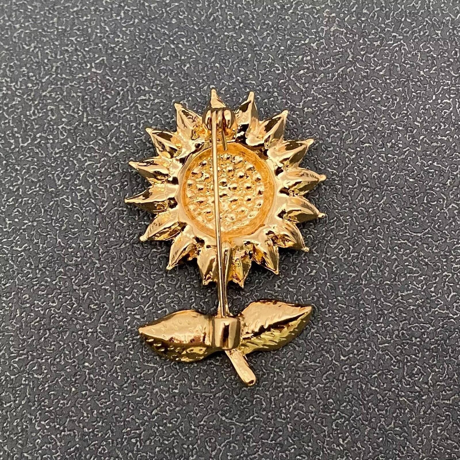 The Unbranded Brand Sunflower Brooch with Yellow and Clear Rhinestones Size ONE SIZE - 3 Thumbnail