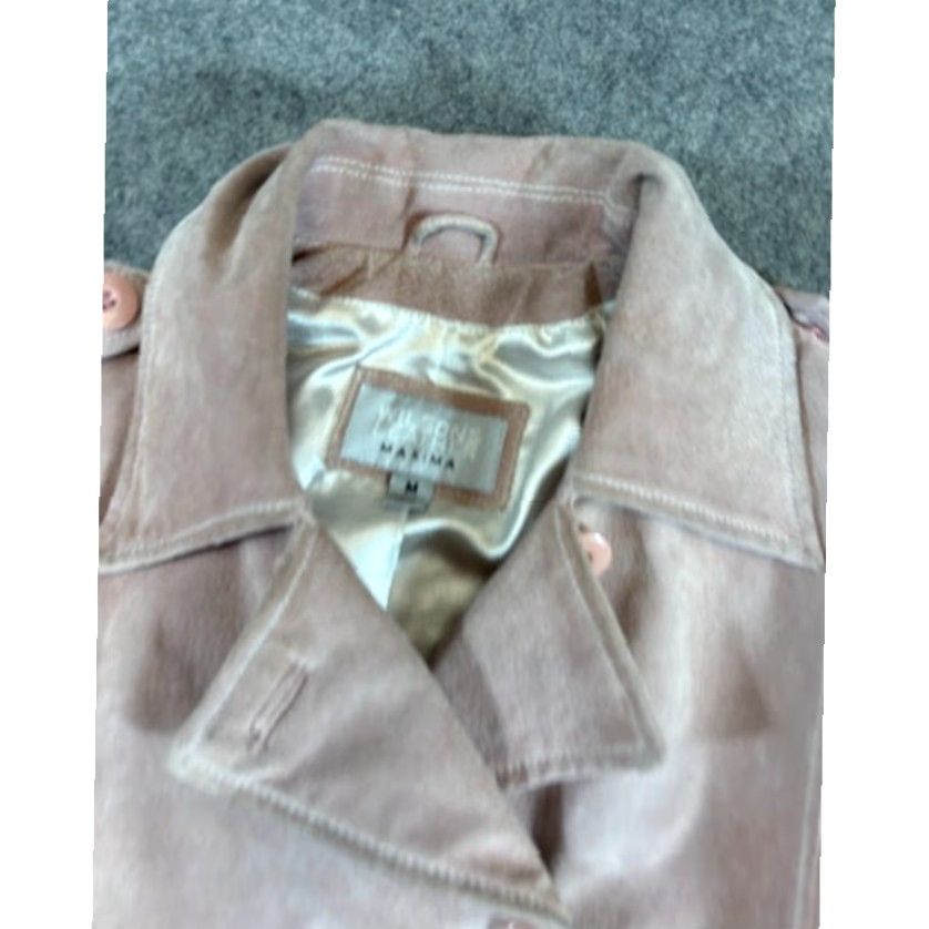 Vintage VINTAGE Wilsons Leather Trench Coat Womens M Beige Suede Double Breasted Boho Maxima Jacket Size M / US 6-8 / IT 42-44 - 5 Thumbnail
