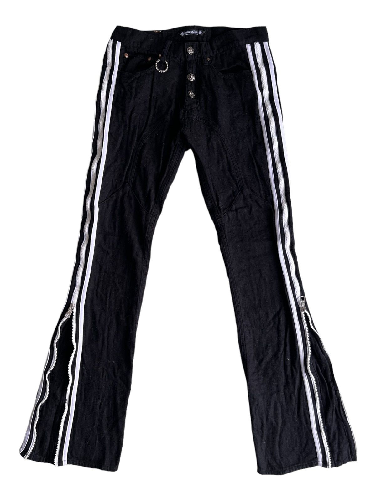 BUFFALO BOBS Bluttenblatt 🇯🇵 Flare Zip Hem CH Silver Button Goth Pants Size US 30 / EU 46 - 2 Thumbnail