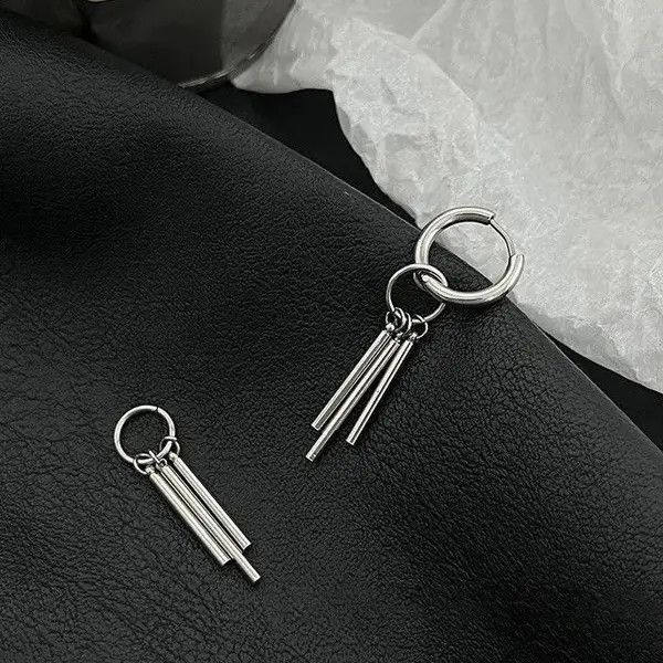 Designer × Jewelry × Vintage 925 Silver Plated Dangle Drop Hoop Earrings for Men Women Size ONE SIZE - 2 Thumbnail