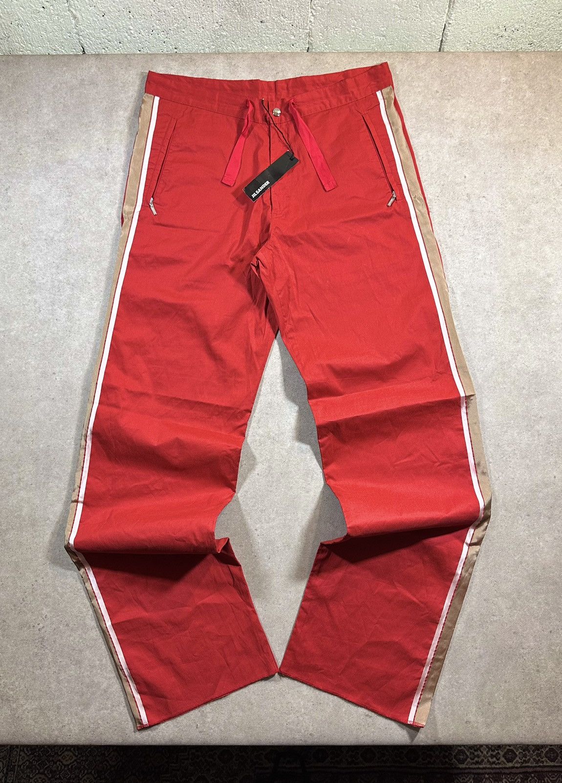 Jil Sander Jil Sander Archive T-Stripe Pants Red Side Stripe 36 Size US 36 / EU 52 - 1 Thumbnail