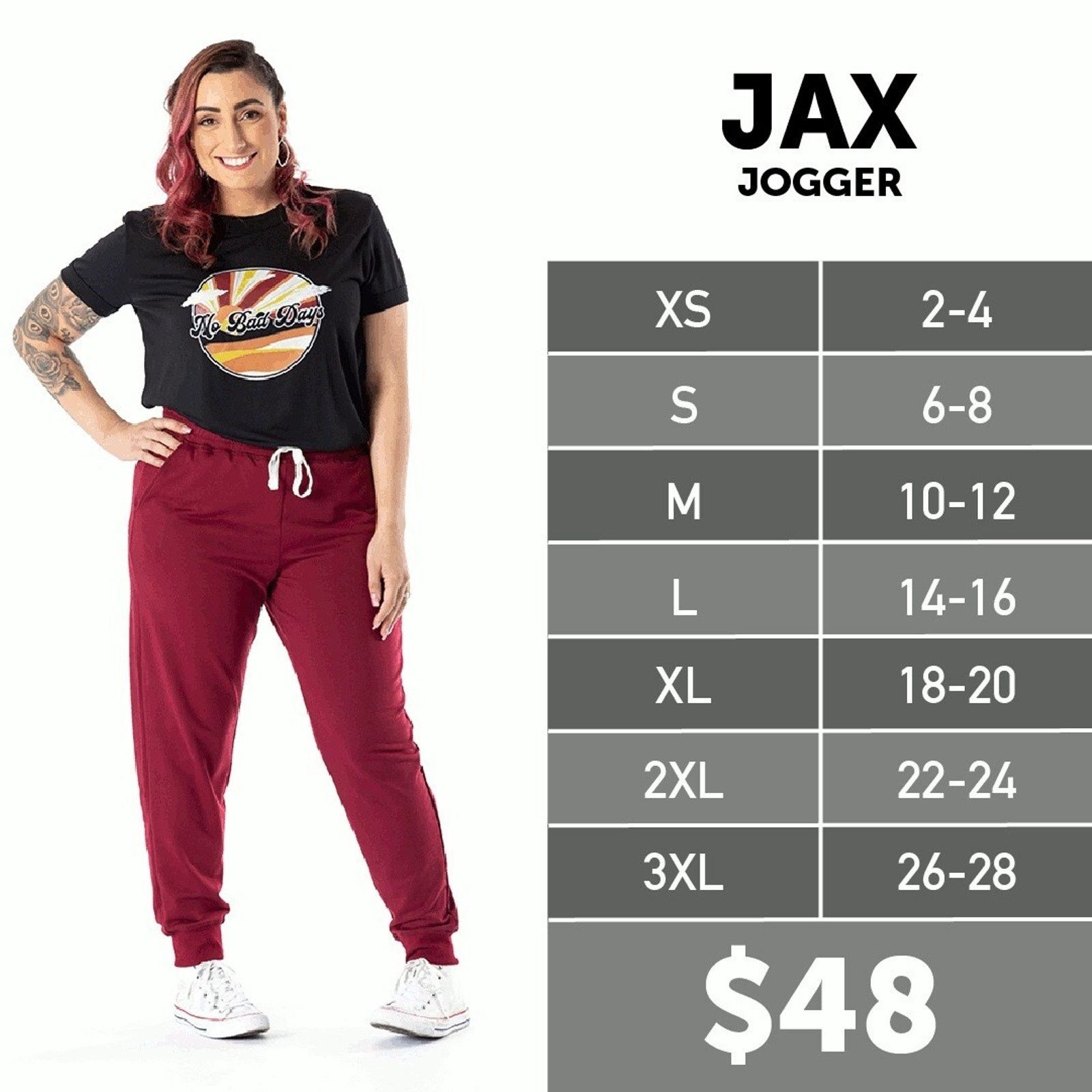 Other LuLaRoe Jax Small NWOT Black Gray White Joggers Sweatpants Size 28" / US 6 / IT 42 - 6 Thumbnail