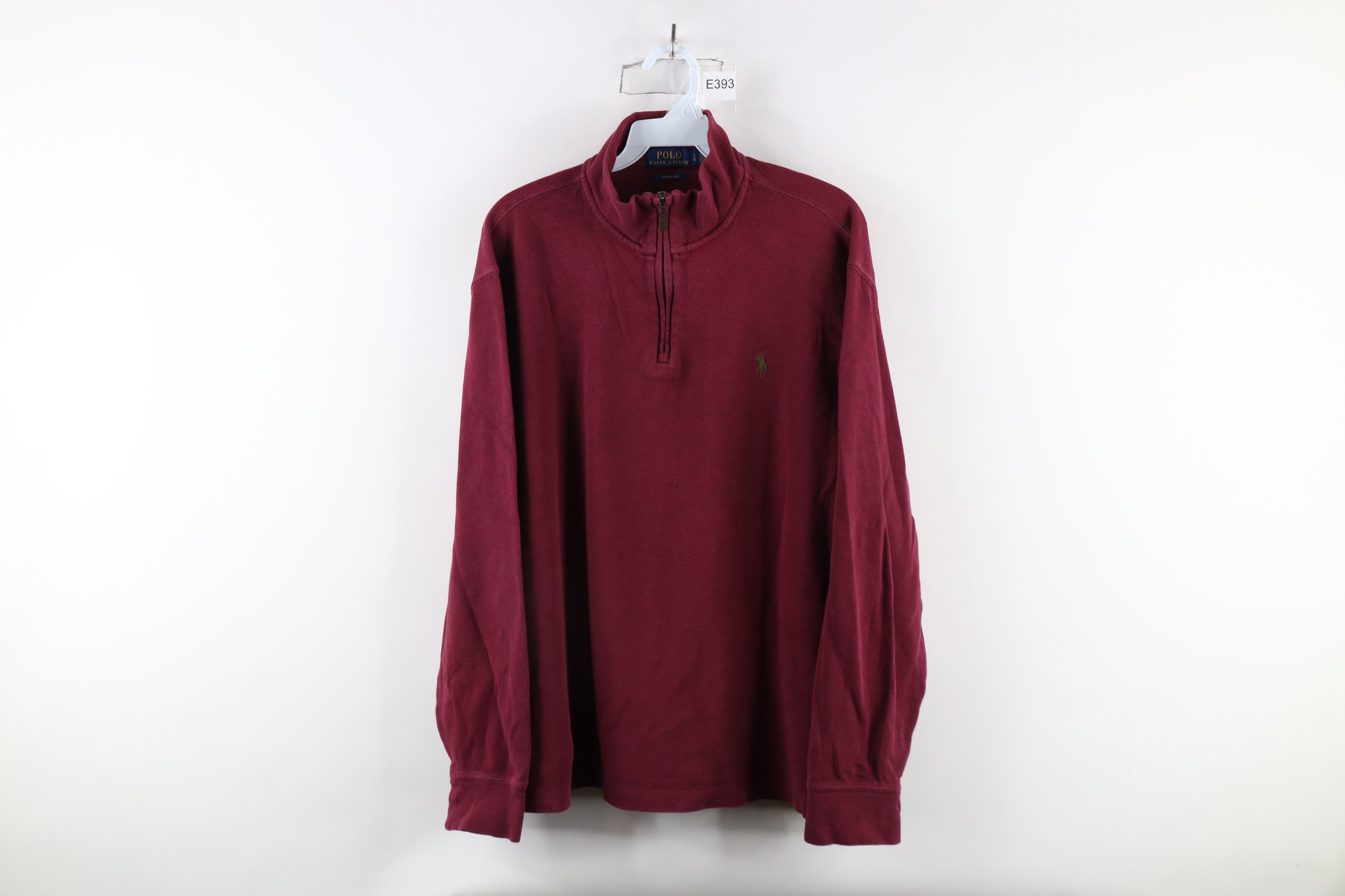 Ralph Lauren × Vintage Ralph Lauren Rib Knit Half Zip Pullover Sweater Maroon Size US L / EU 52-54 / 3 - 1 Thumbnail