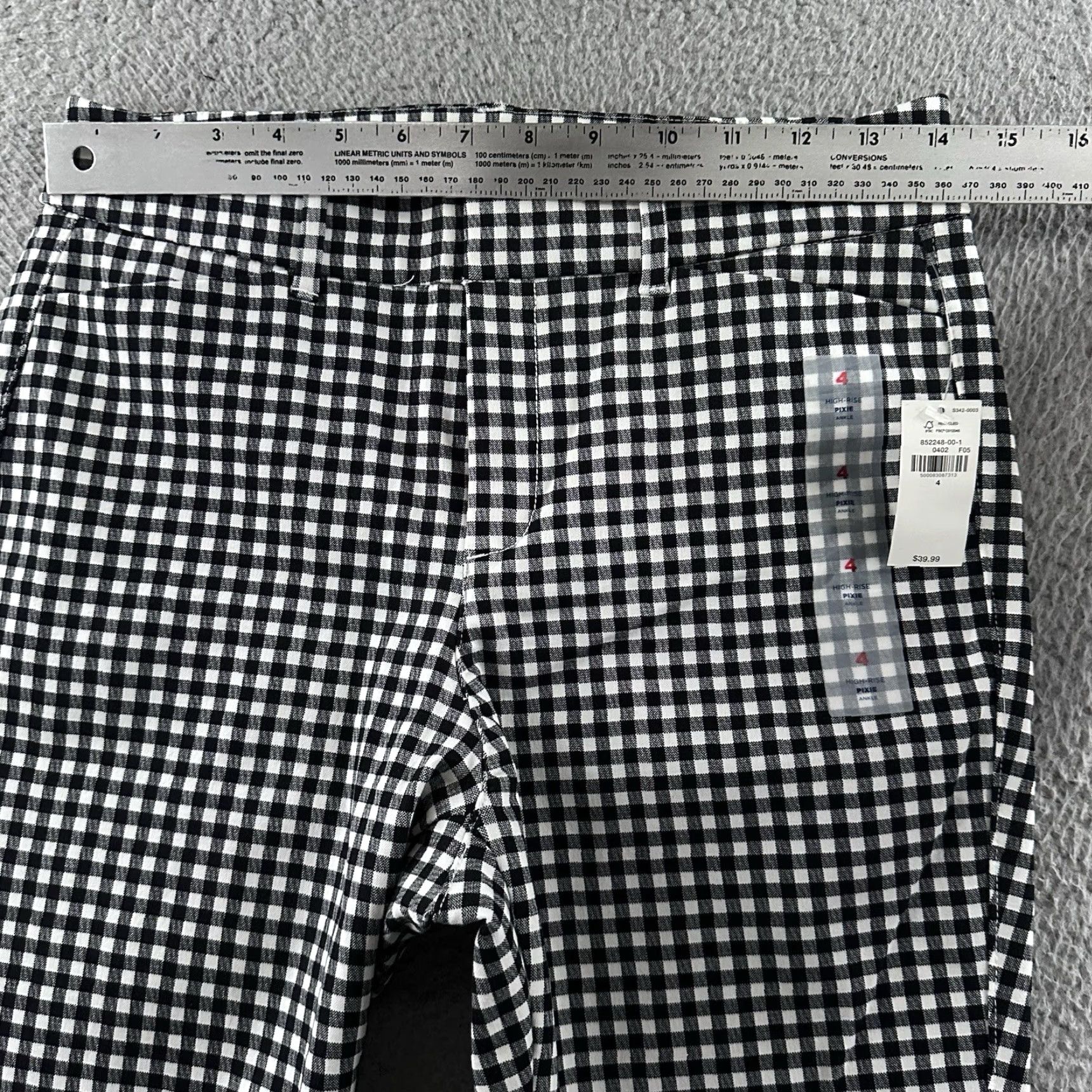 Old Navy Old Navy Womens Pants Pixie High Rise Tapered Ankle 4 Black White Multicolor Pocketed Size 24" / US 00 / IT 34 - 4 Thumbnail