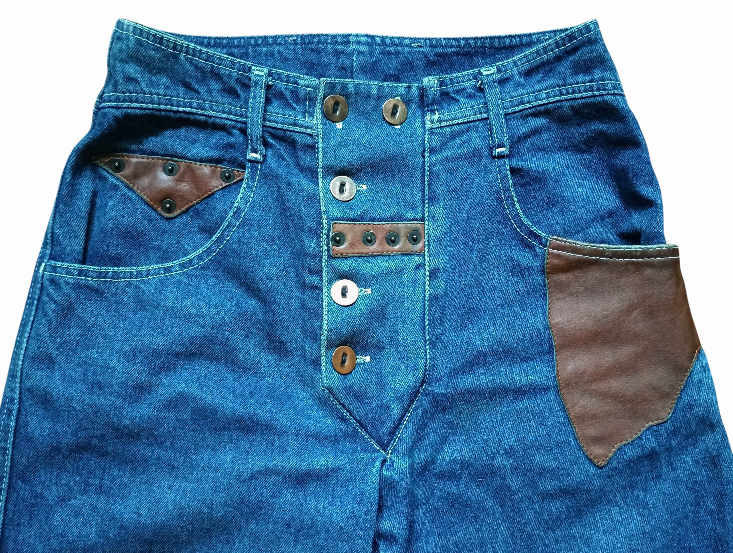 Vintage Woman's high waisted jeans leather patches vintage country Size 27" / US 4 / IT 40 - 2 Thumbnail