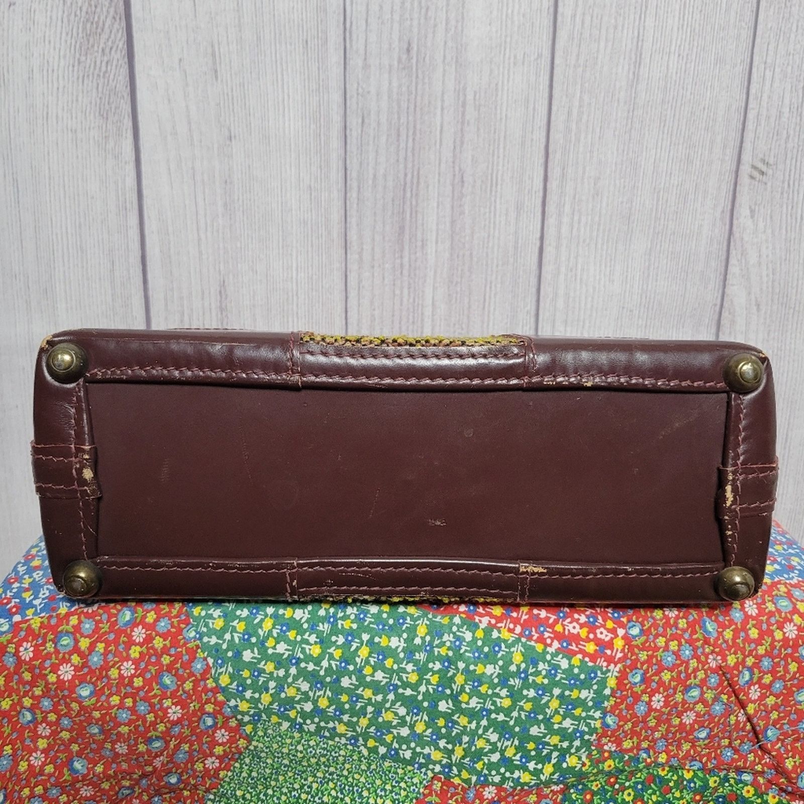Mark Cross Vintage 50s Mark Cross Satchel in Green Hand-Loomed Tweed Size ONE SIZE - 5 Thumbnail