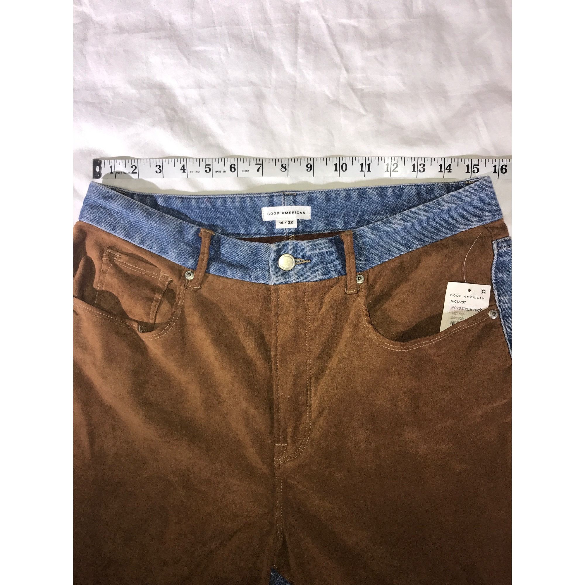 Good American Good American Women's Two-Tone Brown/Blue Denim Jeans Size Size 32" / US 10 / IT 46 - 4 Thumbnail