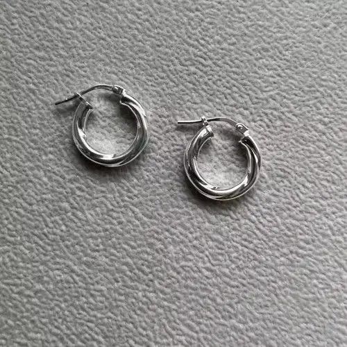 Sterling Silver TWISTED STERLING SILVER HOOP EARRINGS for men Size ONE SIZE - 4 Thumbnail
