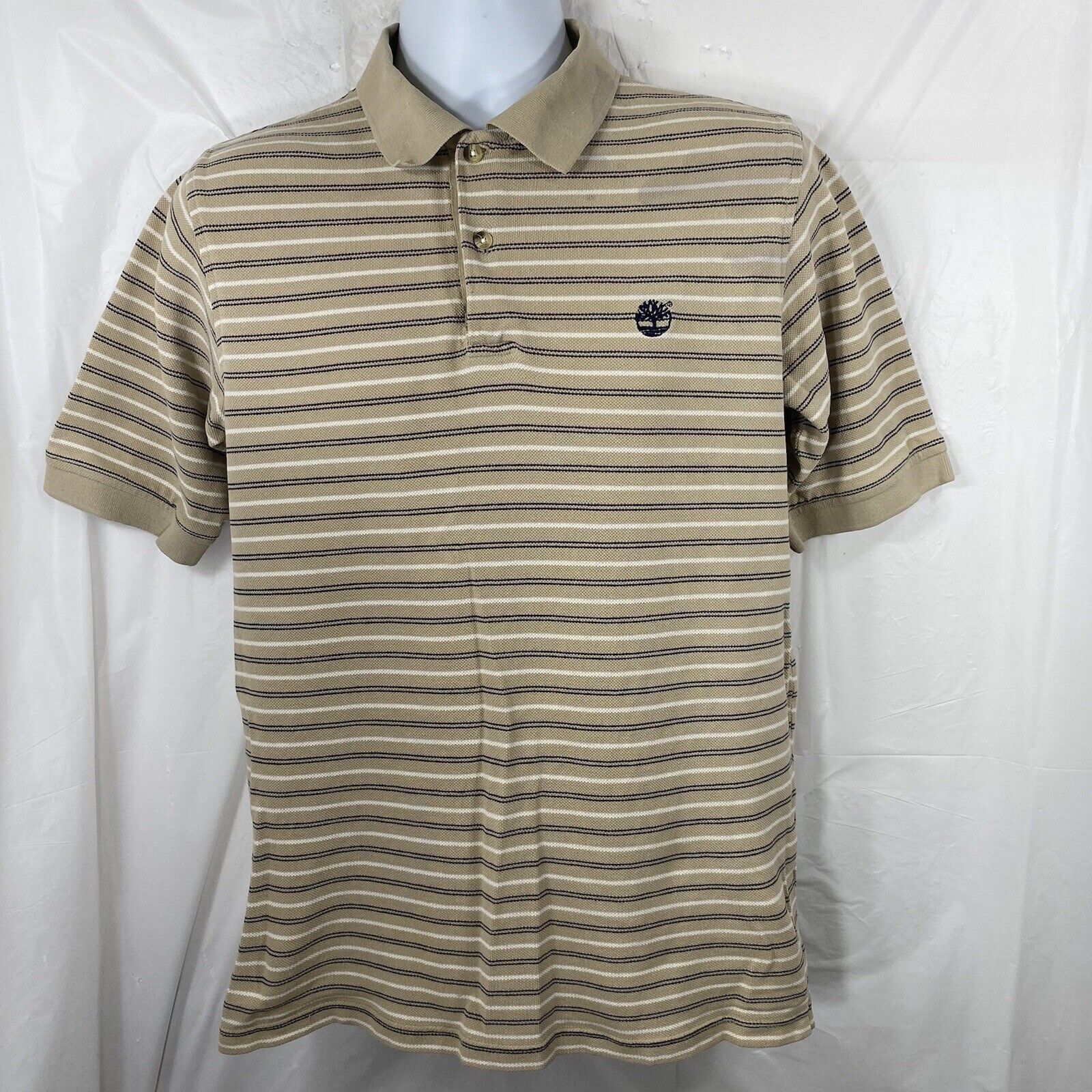 Timberland Timberland Small Beige Striped Short Sleeve Polo Shirt Size US M / EU 48-50 / 2 - 1 Thumbnail