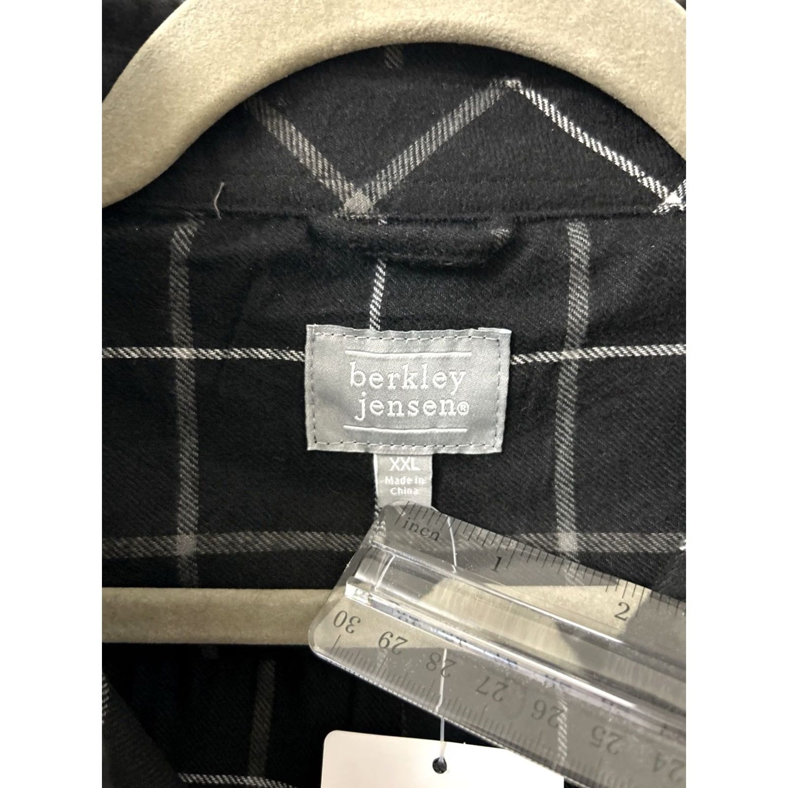 Vintage Berkley Jensen Flannel Shirt Mens 2XL Black Windowpane Plaid Button Down L/S NWT Size US XXL / EU 58 / 5 - 7 Thumbnail