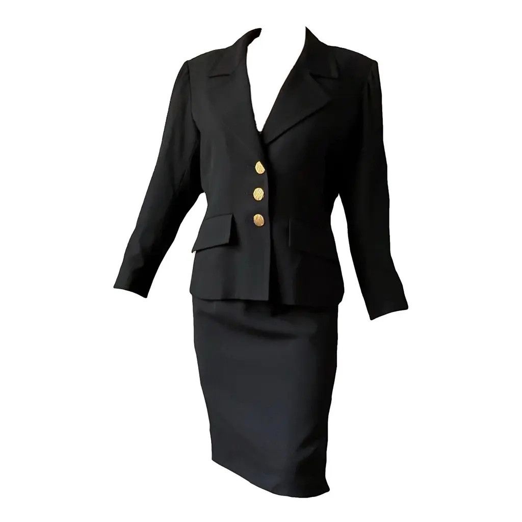 Yves Saint Laurent Yves Saint Laurent Vintage Black Skirt Suit Set Size FR42 Size 30" / US 8 / IT 44 - 2 Thumbnail