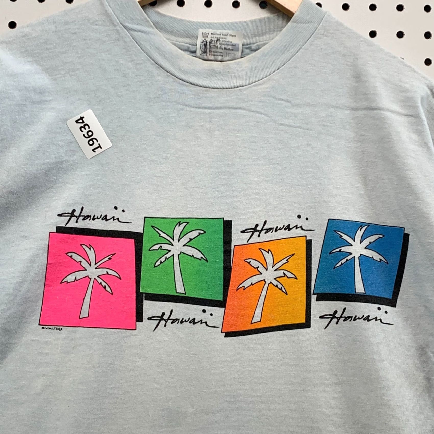 Hanes Vintage Hawaii Palm Tree Shirt Mens XL Blue 80s Single Stitch Hanes T-Shirt Size US L / EU 52-54 / 3 - 7 Thumbnail