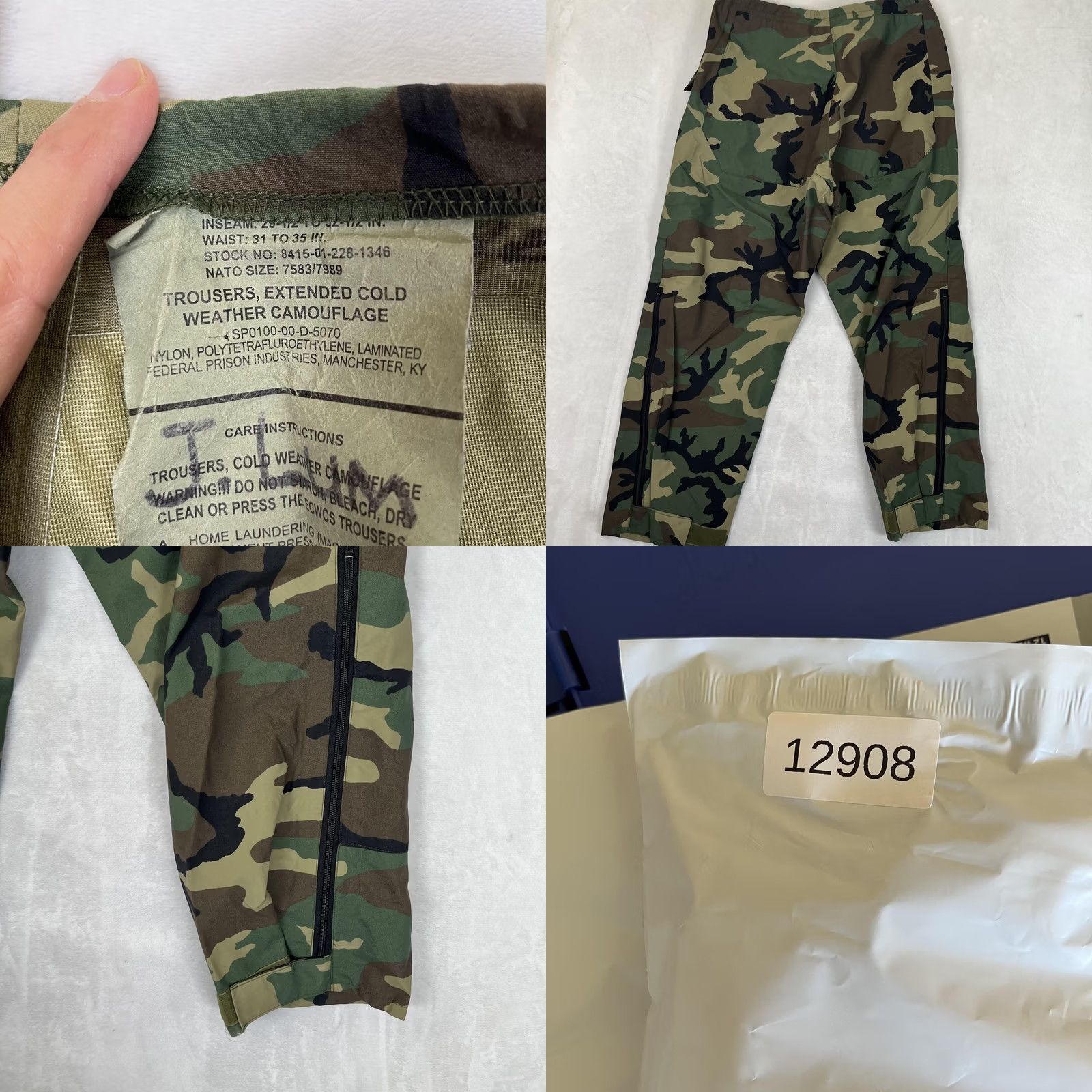 Vintage Federal Prison Industries Snow Pants Mens 34x32 Camouflage ECWCS Cold Weather Woodland Size US 34 / EU 50 - 8 Thumbnail