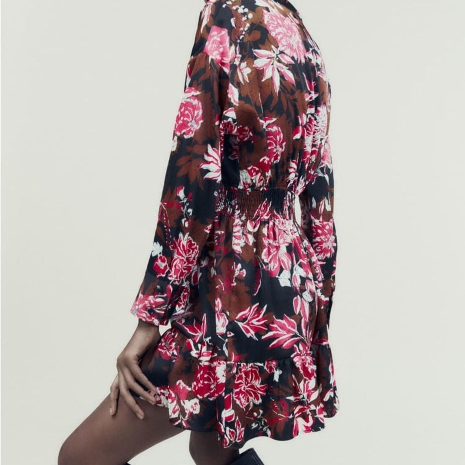 Zara ZARA PRINTED MINI DRESS MULTICOLORED Size L / US 10 / IT 46 - 8 Thumbnail