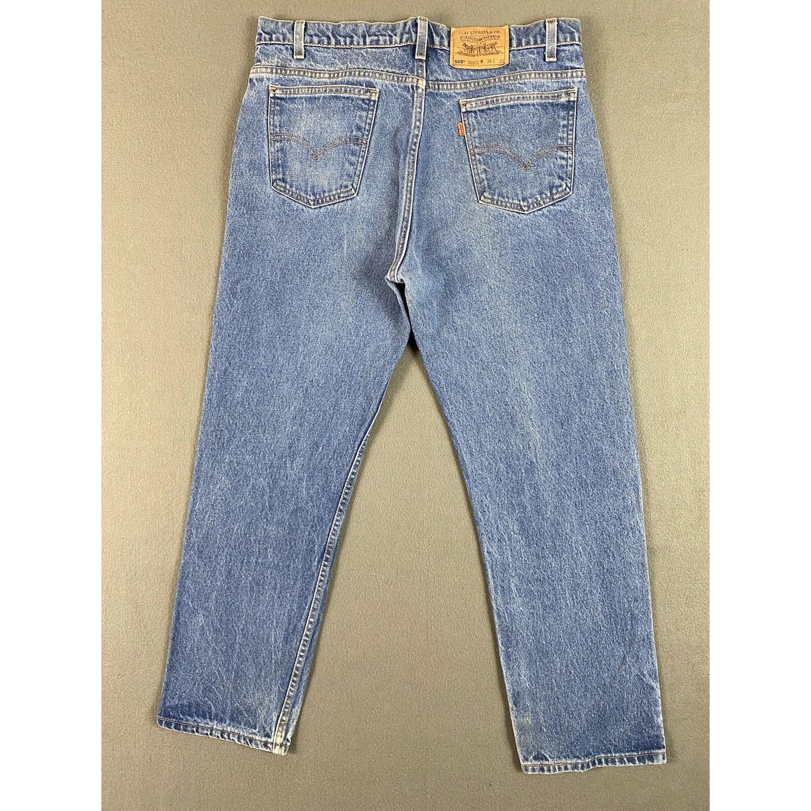 Levi's Levis-505 Jeans Blue Straight Distressed 1997 USA Orange Tab Size US 38 / EU 54 - 1 Thumbnail