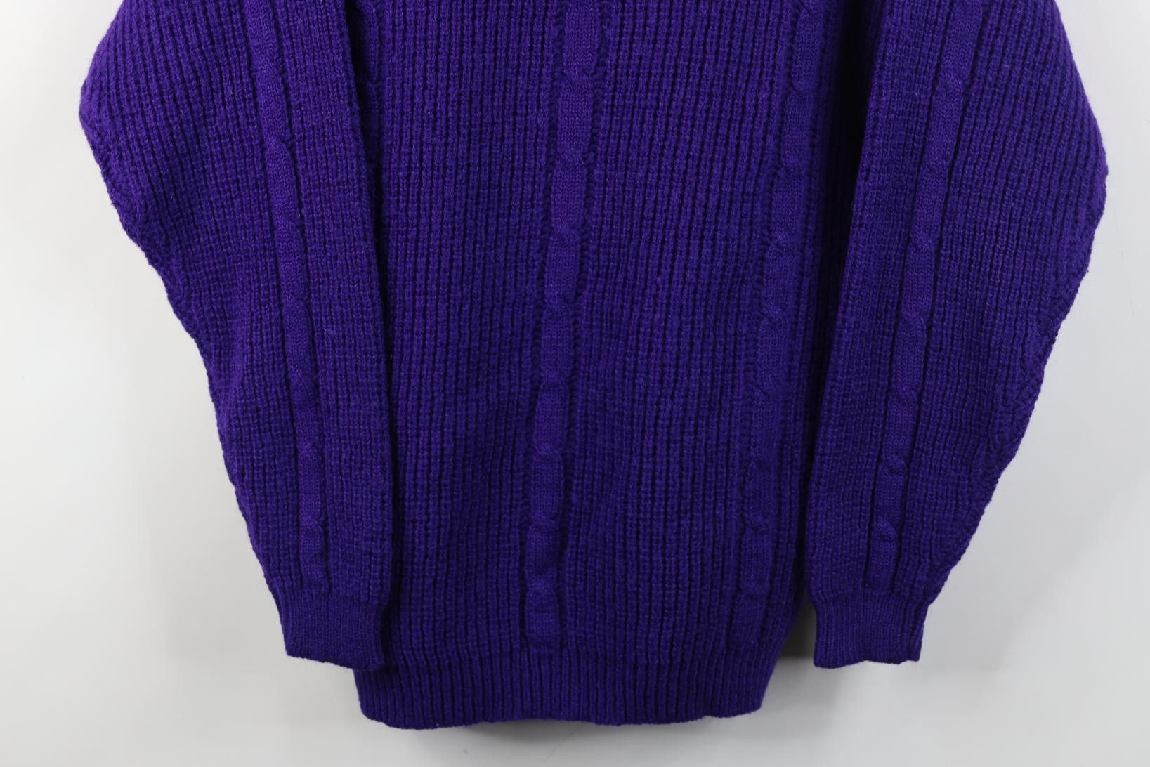 Vintage Vintage 90s Streetwear Ribbed Cable Knit Sweater Purple Size L / US 10 / IT 46 - 3 Thumbnail