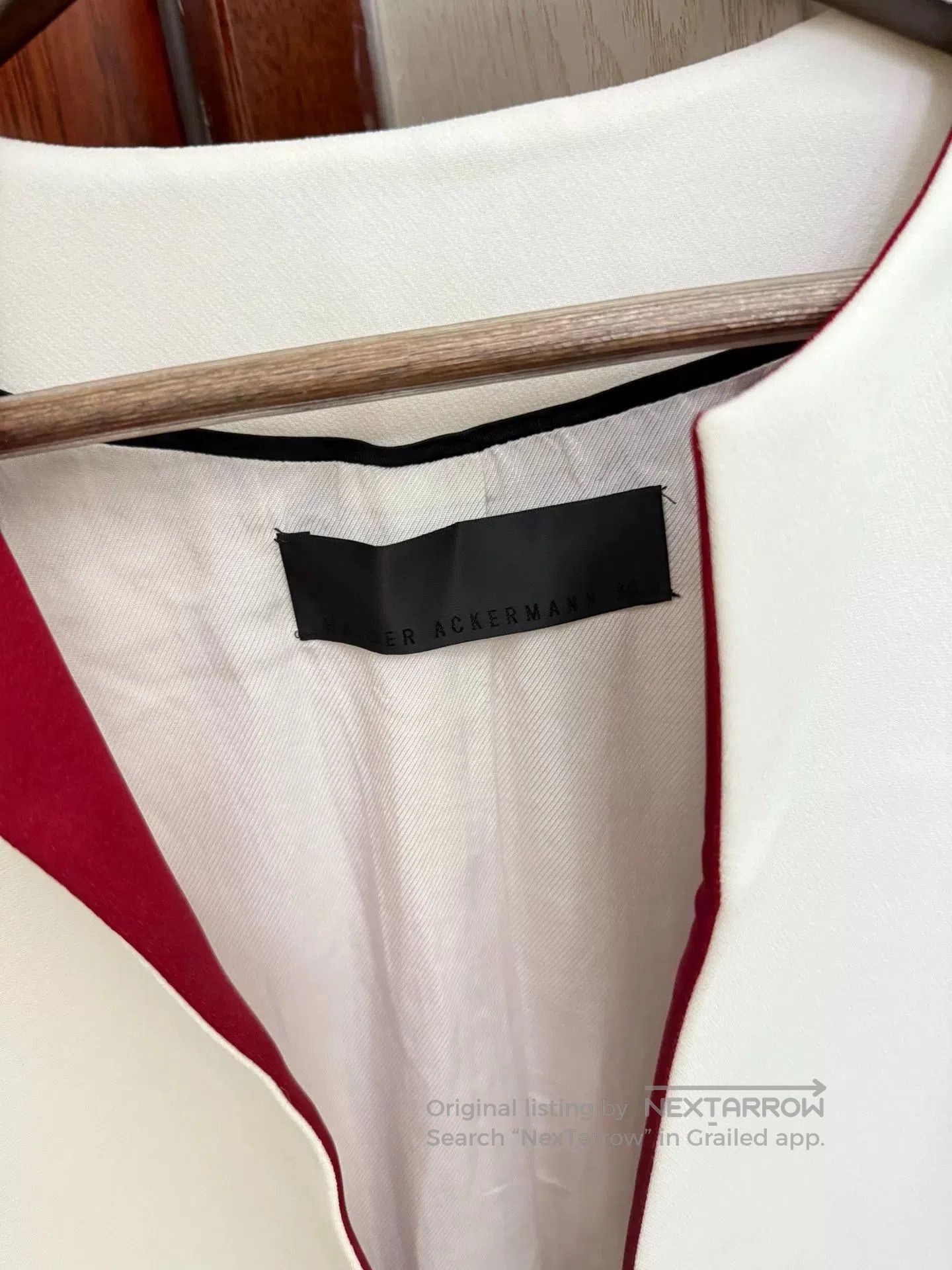 Haider Ackermann Stylish White Coat with Red Accents. Size S / US 4 / IT 40 - 3 Thumbnail