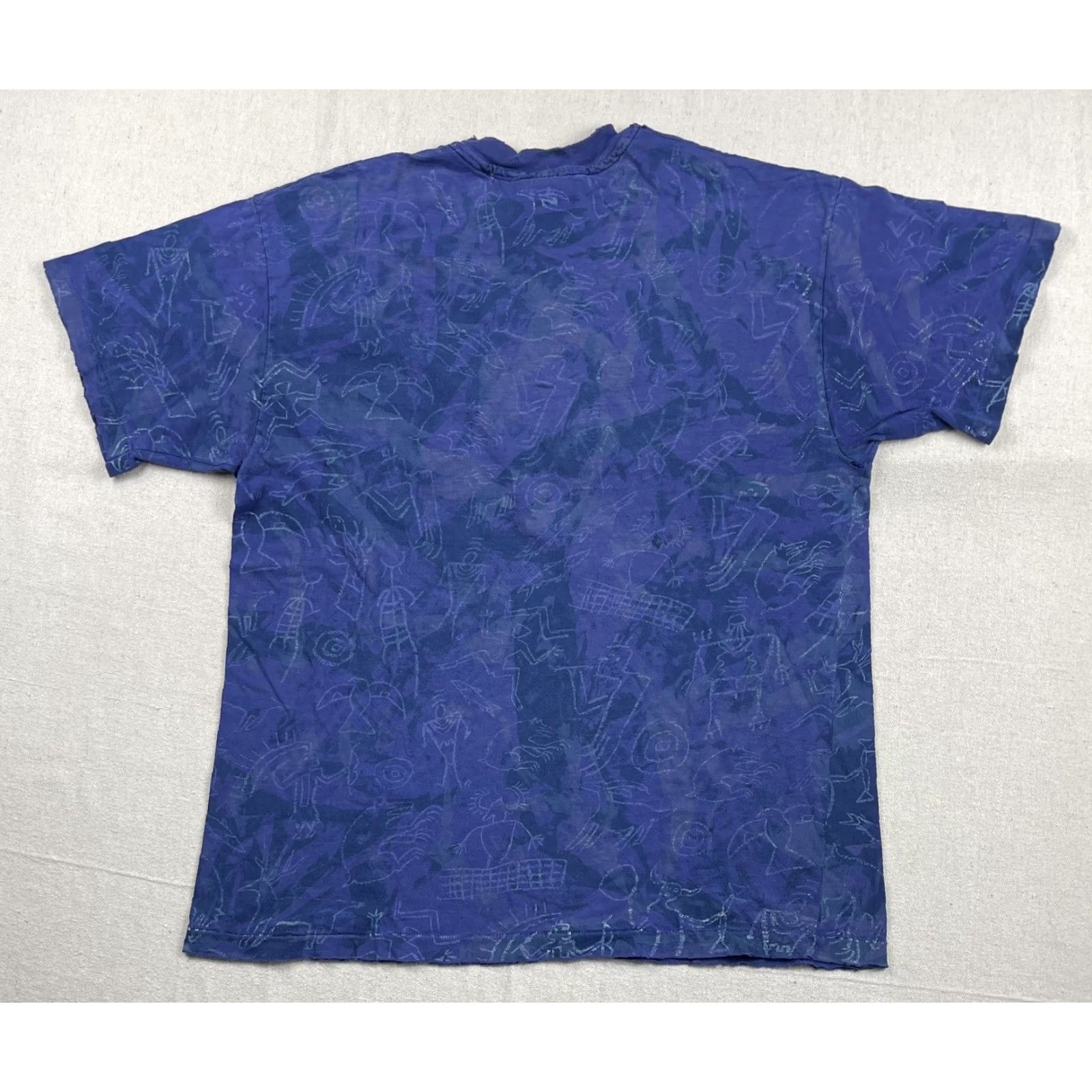 Hanes VINTAGE Hanes T Shirt Sz L All Over Print Grand Canyon Aztec USA AOP Tour Nature 90s Blue Mens Size US L / EU 52-54 / 3 - 2 Thumbnail