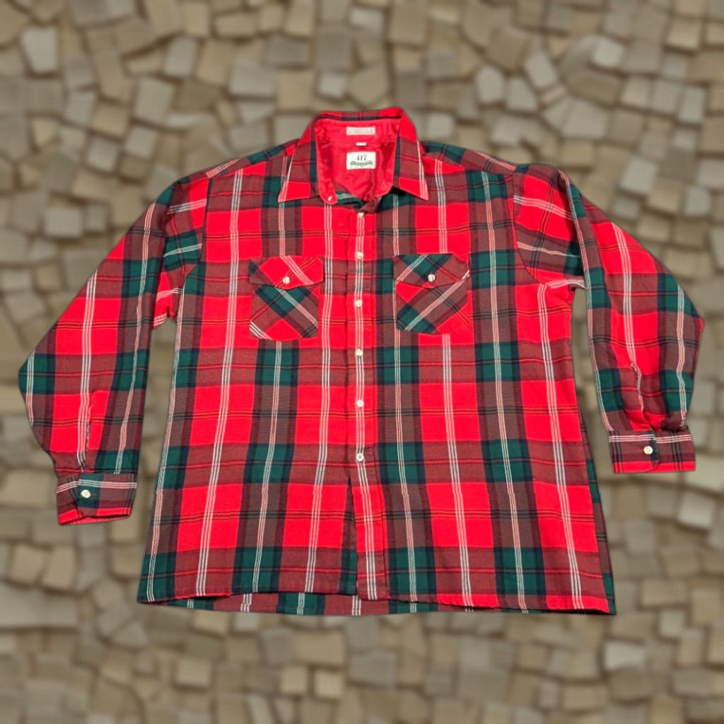 Van Heusen VINTAGE Van Heusen Shirt Men XL Red Plaid Flannel 417 Lumberjack 90s Button-Up Long Sleeve Pocketed Size US XL / EU 56 / 4 - 1 Thumbnail