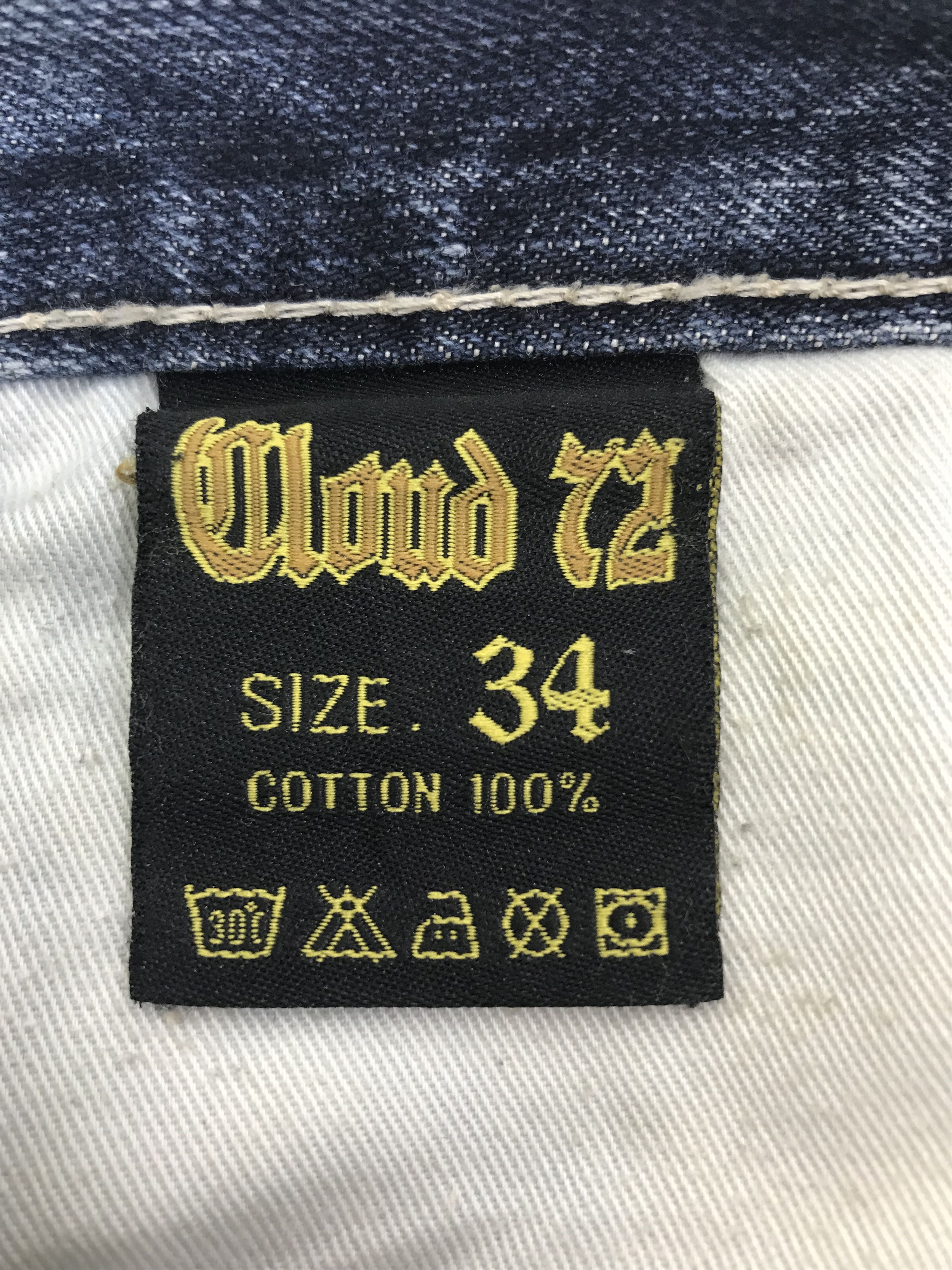 Beauty Beast Vintage Japanese Cloud 72 Black Cross Embroidered Jeans Size US 34 / EU 50 - 13 Thumbnail