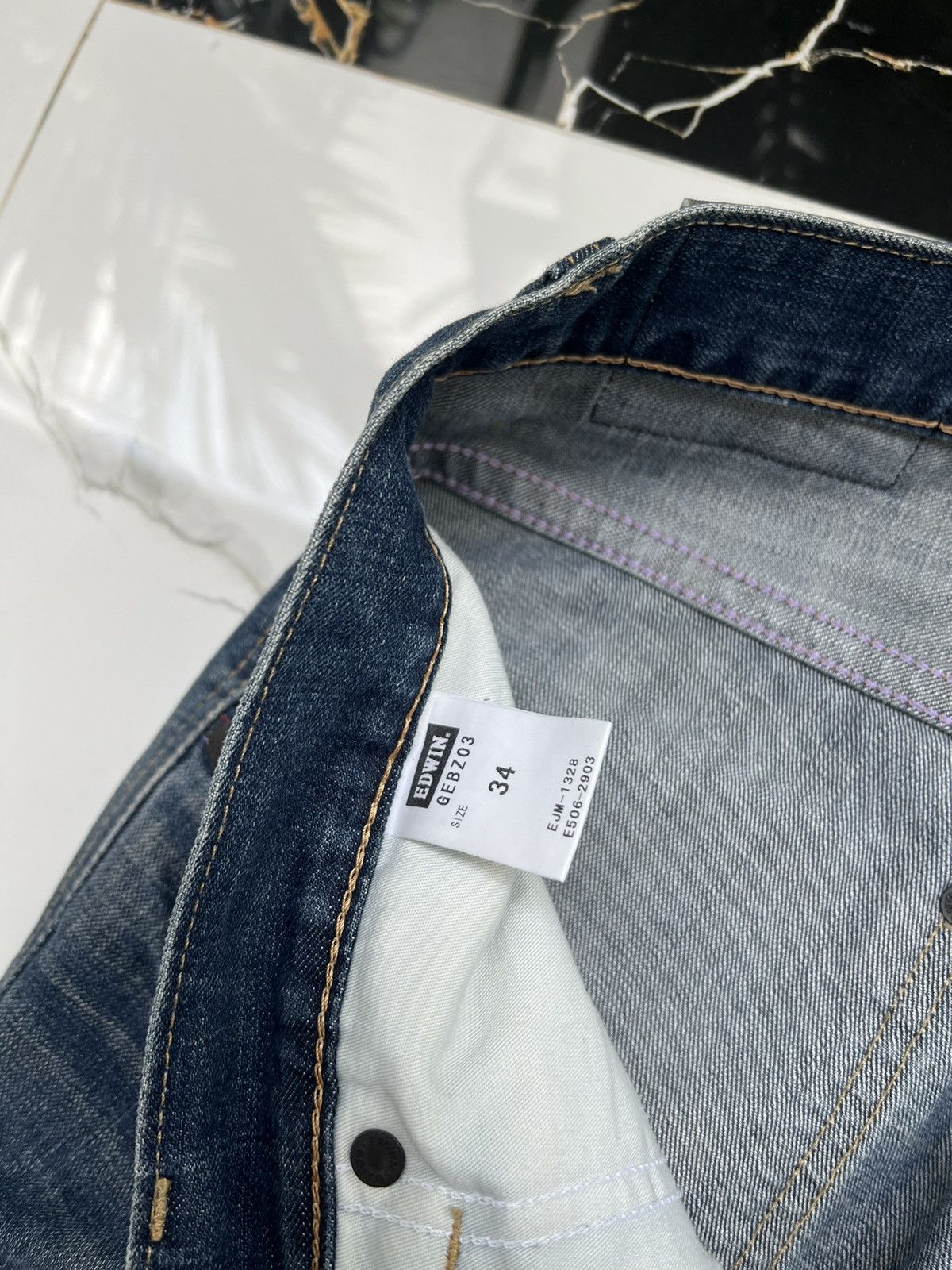 Edwin × Vintage 90’s EDWIN BLUE TRIP RARE JAPAN Y2K BAGGY JEANS POCKET LOGO Size US 34 / EU 50 - 9 Thumbnail