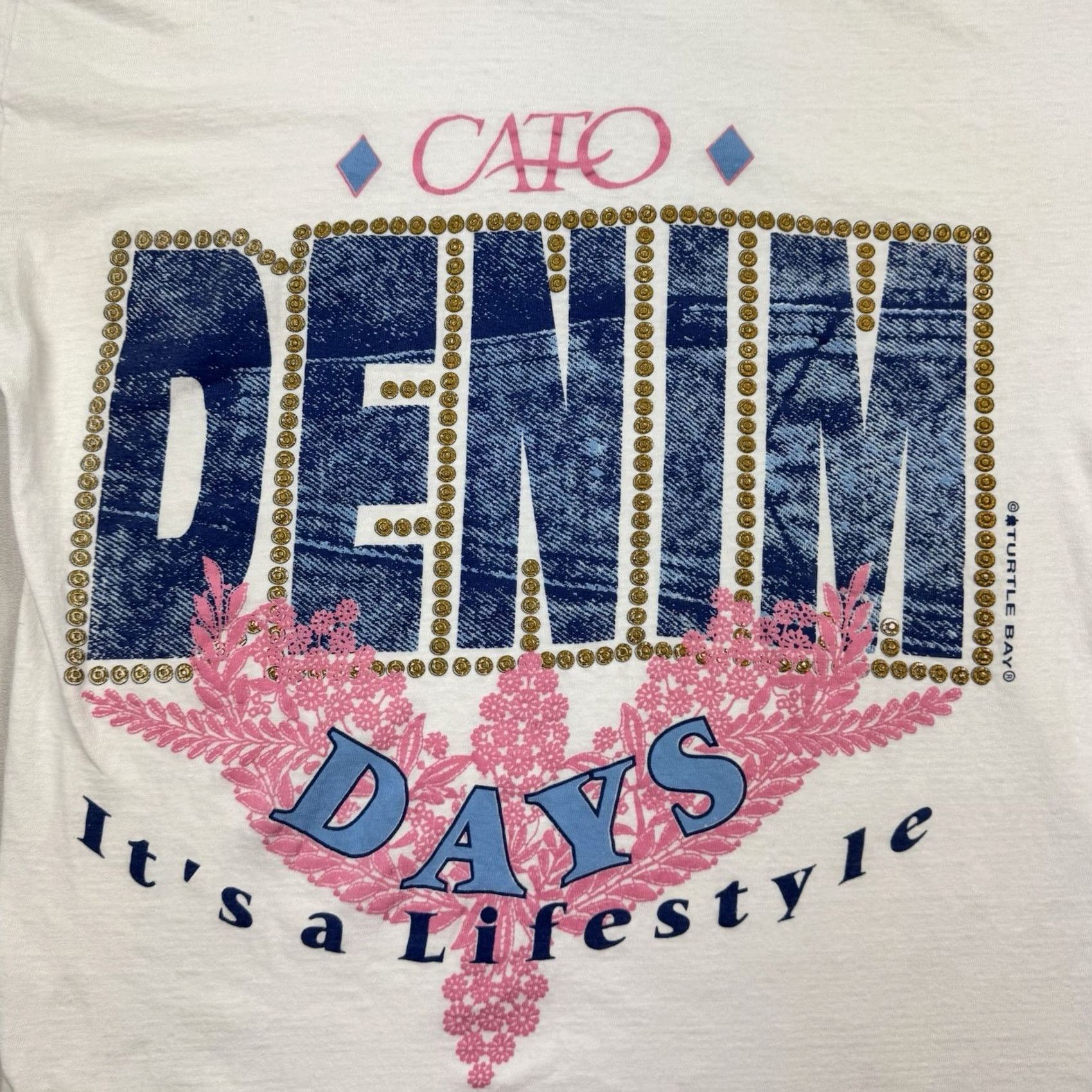 Vintage VINTAGE Cato T Shirt Womens M White 90s 80s Denim Days Hipster Comfort Regular Short Sleeve Crew Neck Size M / US 6-8 / IT 42-44 - 2 Thumbnail