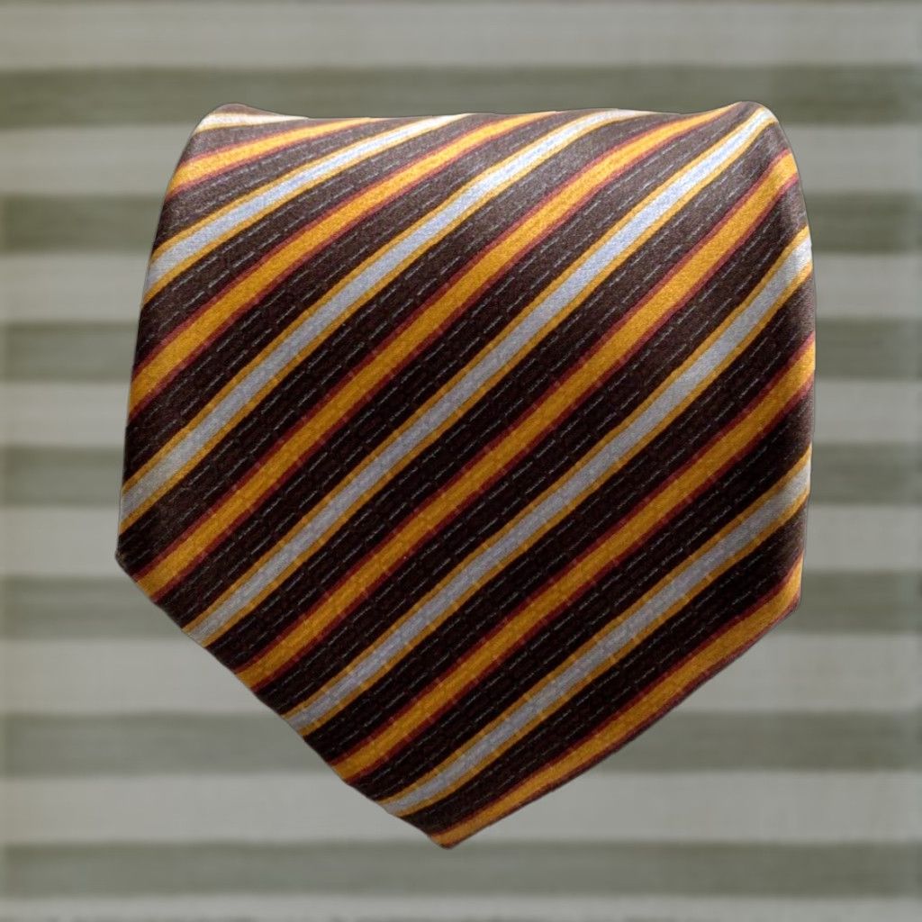 Brioni Brioni Men's Luxury Silk Tie Striped Handmade in Italy Long 63" Width 3.5" Multicolor Size ONE SIZE - 1 Thumbnail