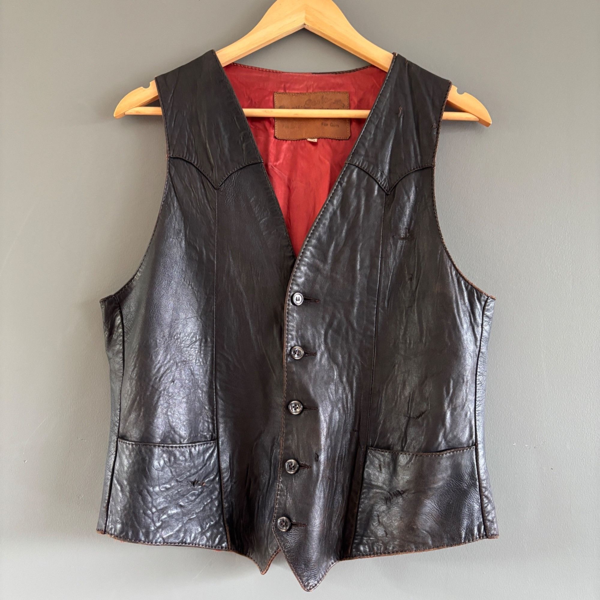 Other Vintage 70s Vest Beau-Oeste Black Leather Unisex Size 40 Wes Size US XXS / EU 40 - 1 Thumbnail