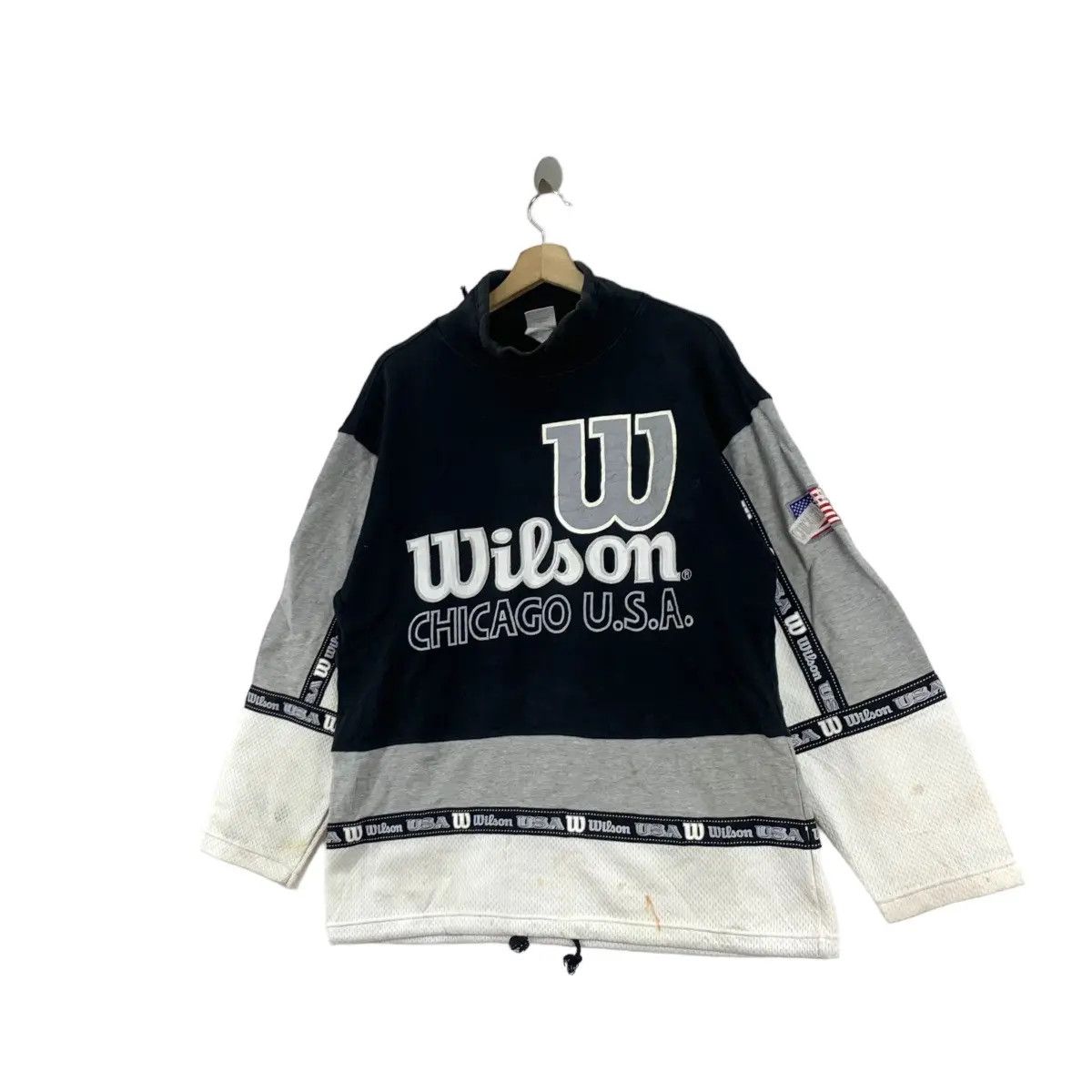 Vintage Vintage WILSON USA CHICAGO Team Sportswear Sweatshirt Size XL / US 12-14 / IT 48-50 - 5 Thumbnail