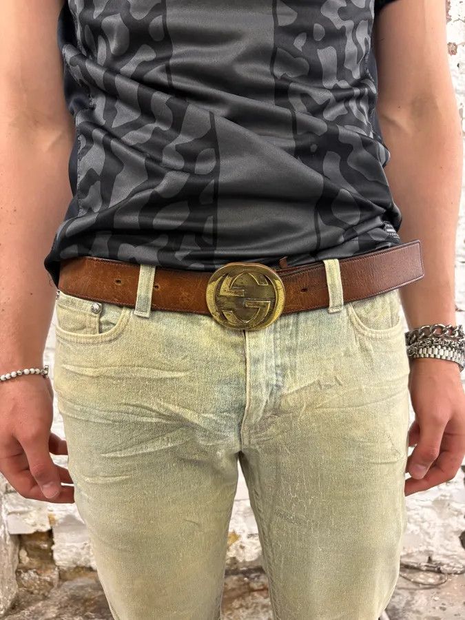 Gucci 2000s Gucci Brown Leather Propaganda belt by Tom Ford Size ONE SIZE - 2 Thumbnail
