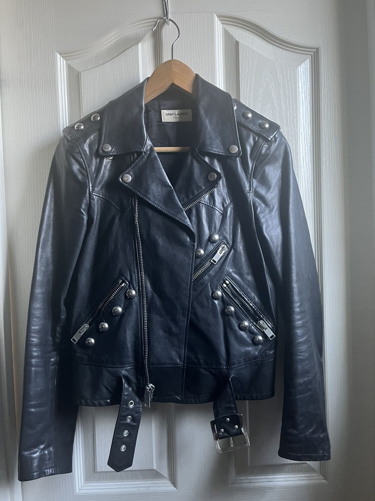 Saint Laurent Paris SS15 Pysch Rock Studded Leather Jacket Size US XXS / EU 40 - 1 Thumbnail