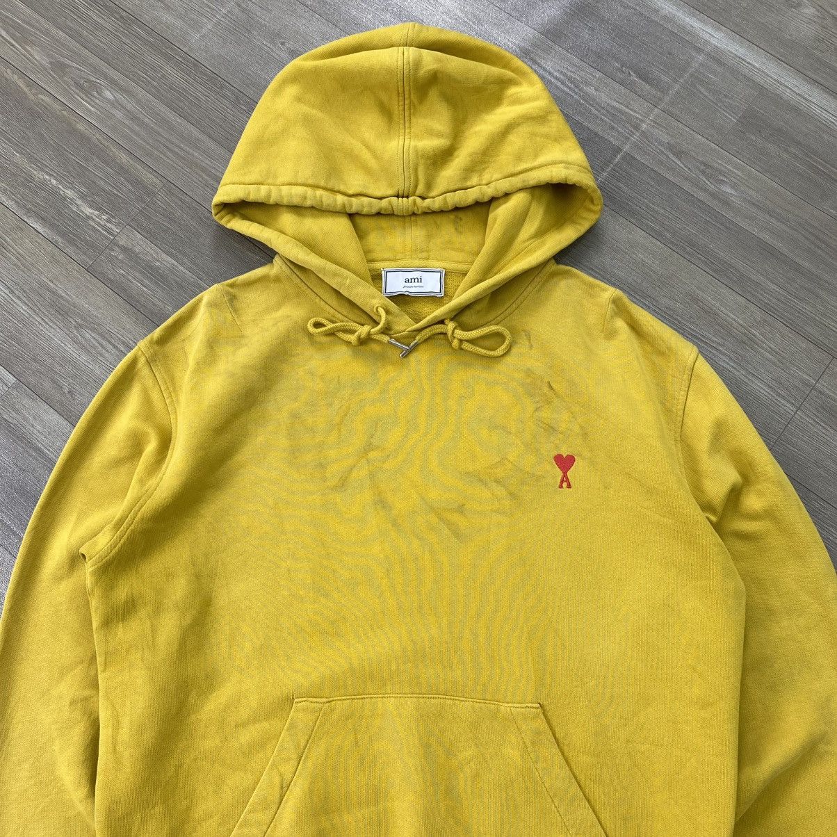 AMI 🇵🇹Ami Alexandre Mattiussi Small Heart De Coeur Yellow Hoodie Size US S / EU 44-46 / 1 - 2 Thumbnail
