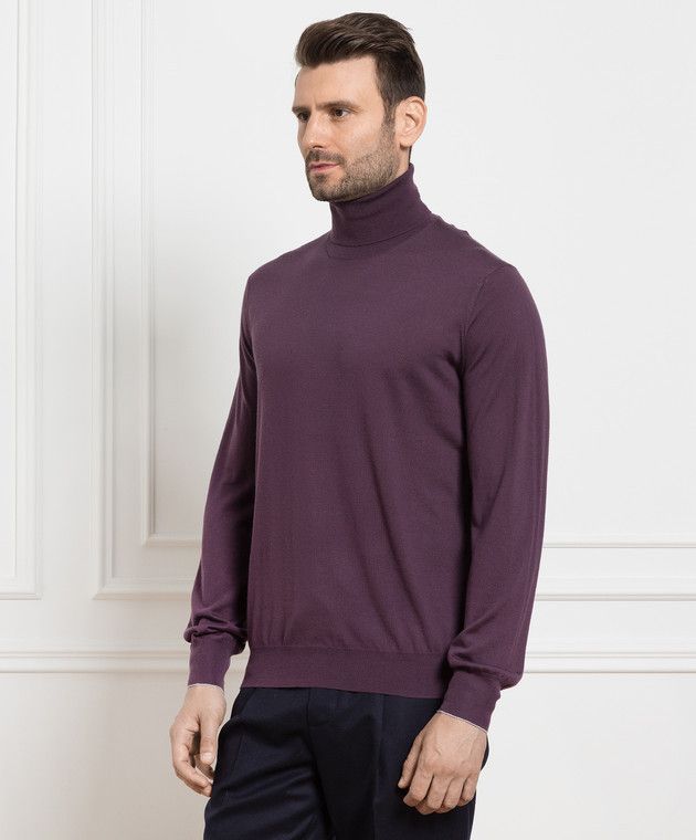 Brunello Cucinelli o1w1db10225 Cashmere Sweater in Dark Purple Size US XL / EU 56 / 4 - 3 Thumbnail