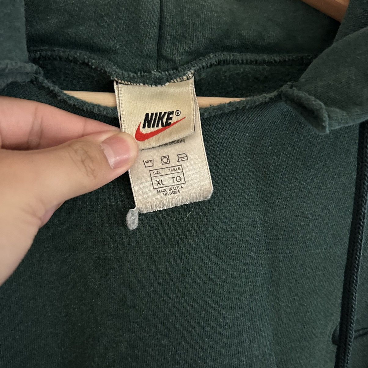 Nike VTG Made In USA Forest Green Nike Hoodie Size US XL / EU 56 / 4 - 5 Thumbnail