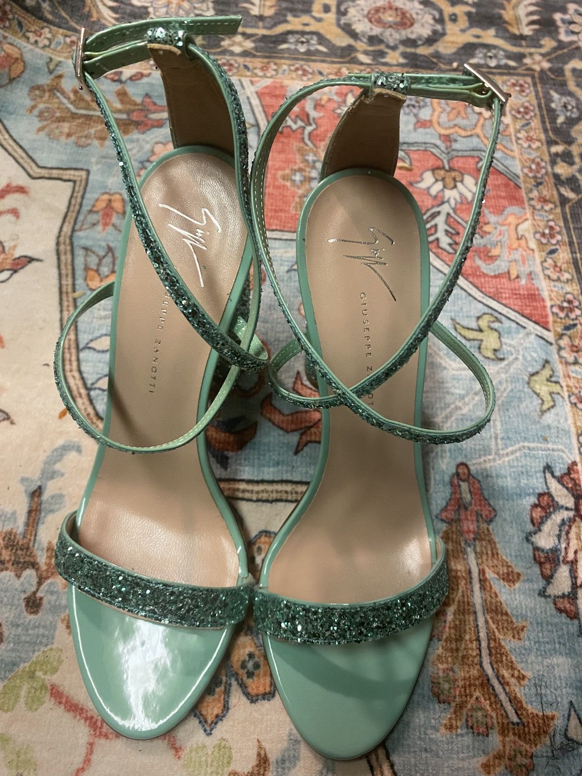 Giuseppe Zanotti Giuseppe Zanotti Green Sparkle High Heels Women’s size 38 Size US 7.5 / IT 37.5 - 1 Thumbnail