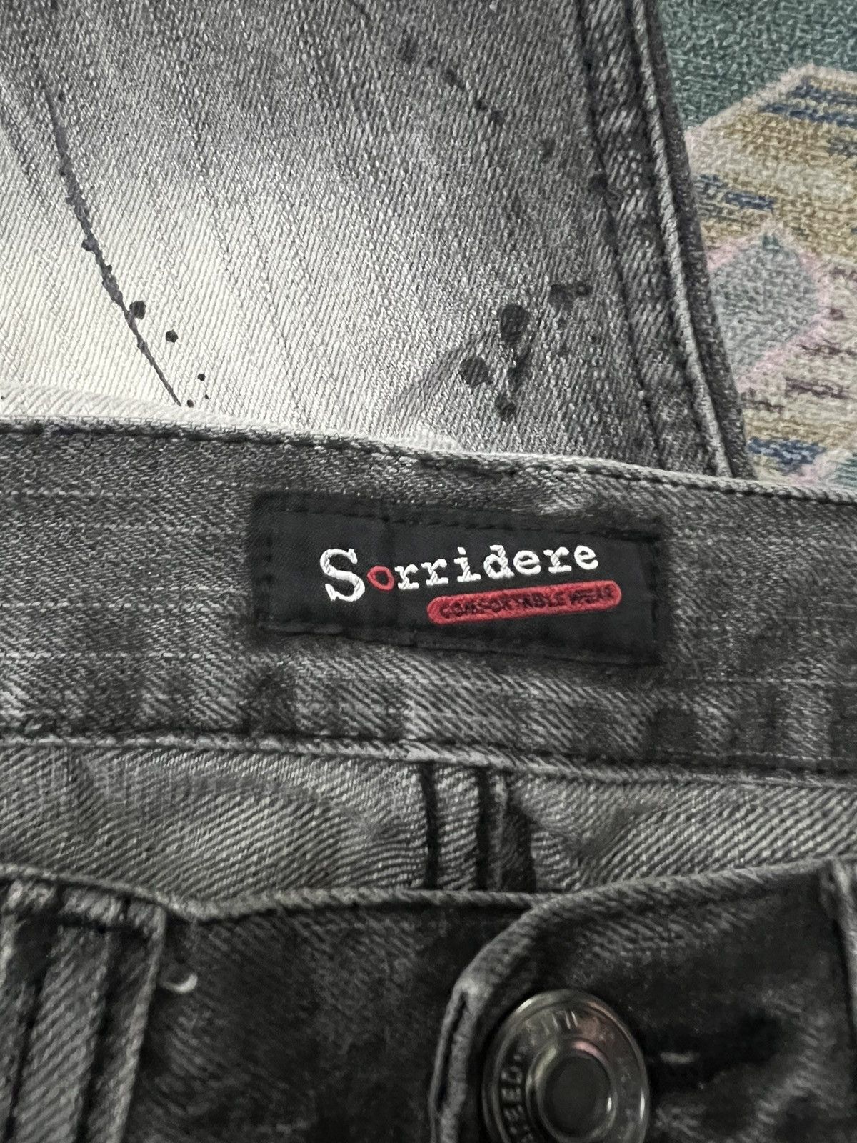 If Six Was Nine FLARED💥SORRIDERE SPLATER DISTRESSED DENIM PANT Size US 31 - 10 Thumbnail