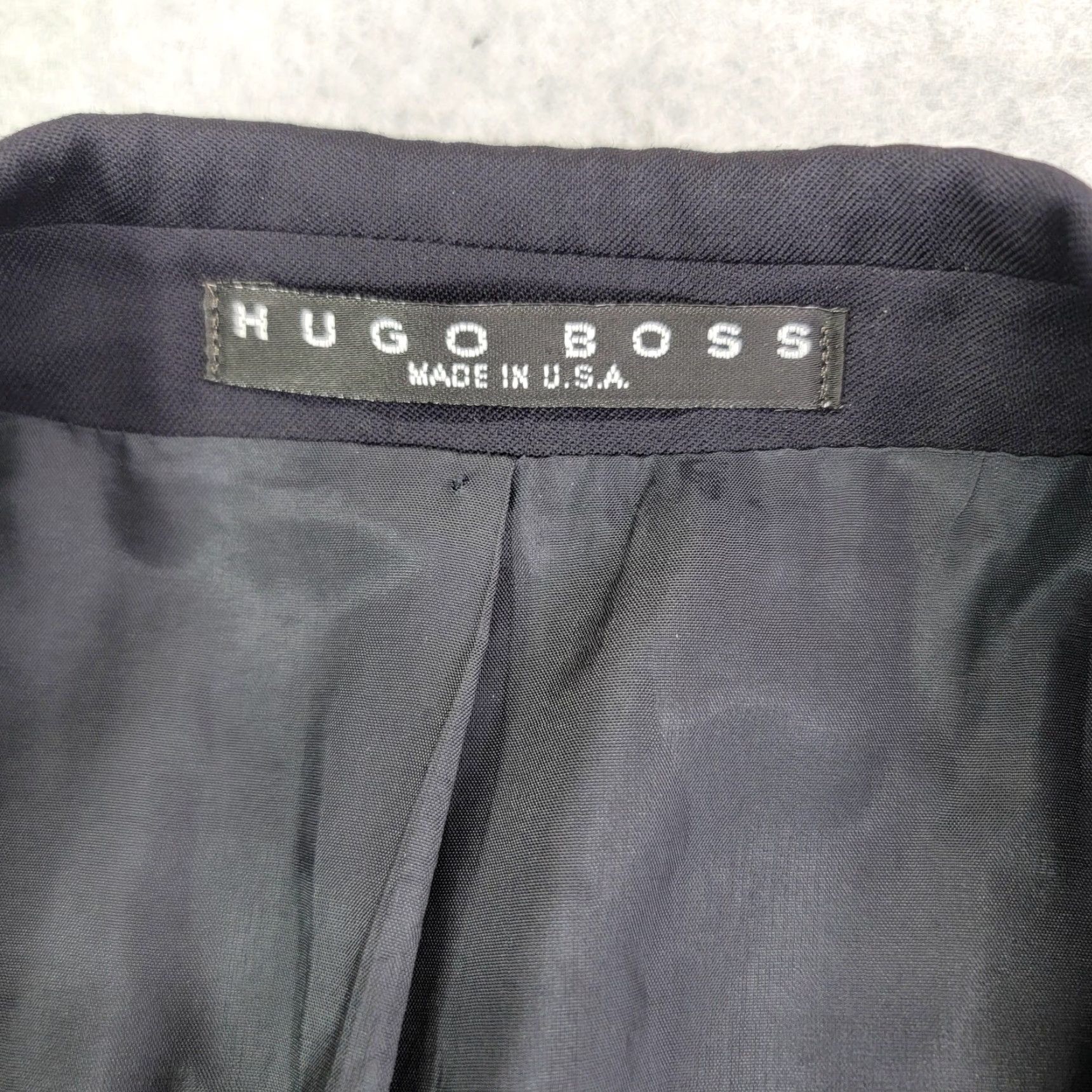 Hugo Boss VINTAGE Hugo Boss Suit Jacket Mens 44 Long Gray Wool 2 Button Blazer Made USA Barneys Size 44R - 2 Thumbnail