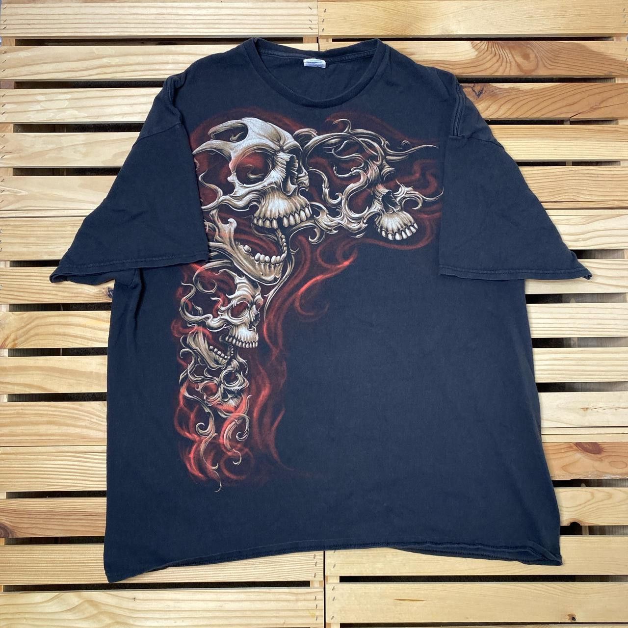 Delta Flaming Skulls Faded Black Y2K Tee Size 2XL Size US XXL / EU 58 / 5 - 1 Thumbnail